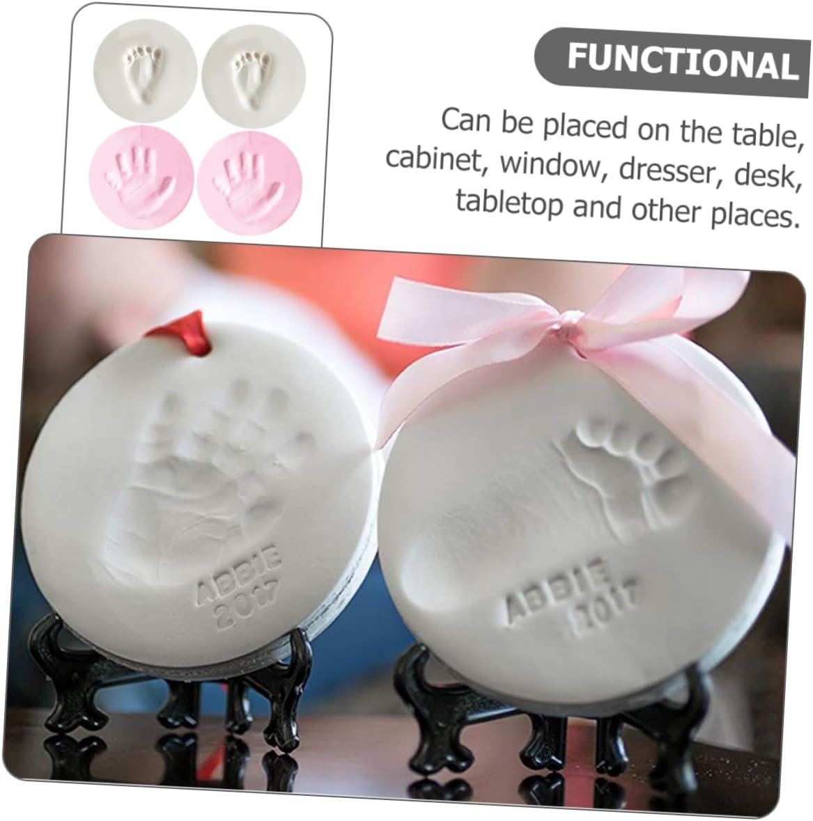 4Pcs Handprint Footprint Kit for Newborns Dymadon Born Memory Handprint Footprint Pad Decorative image number 5