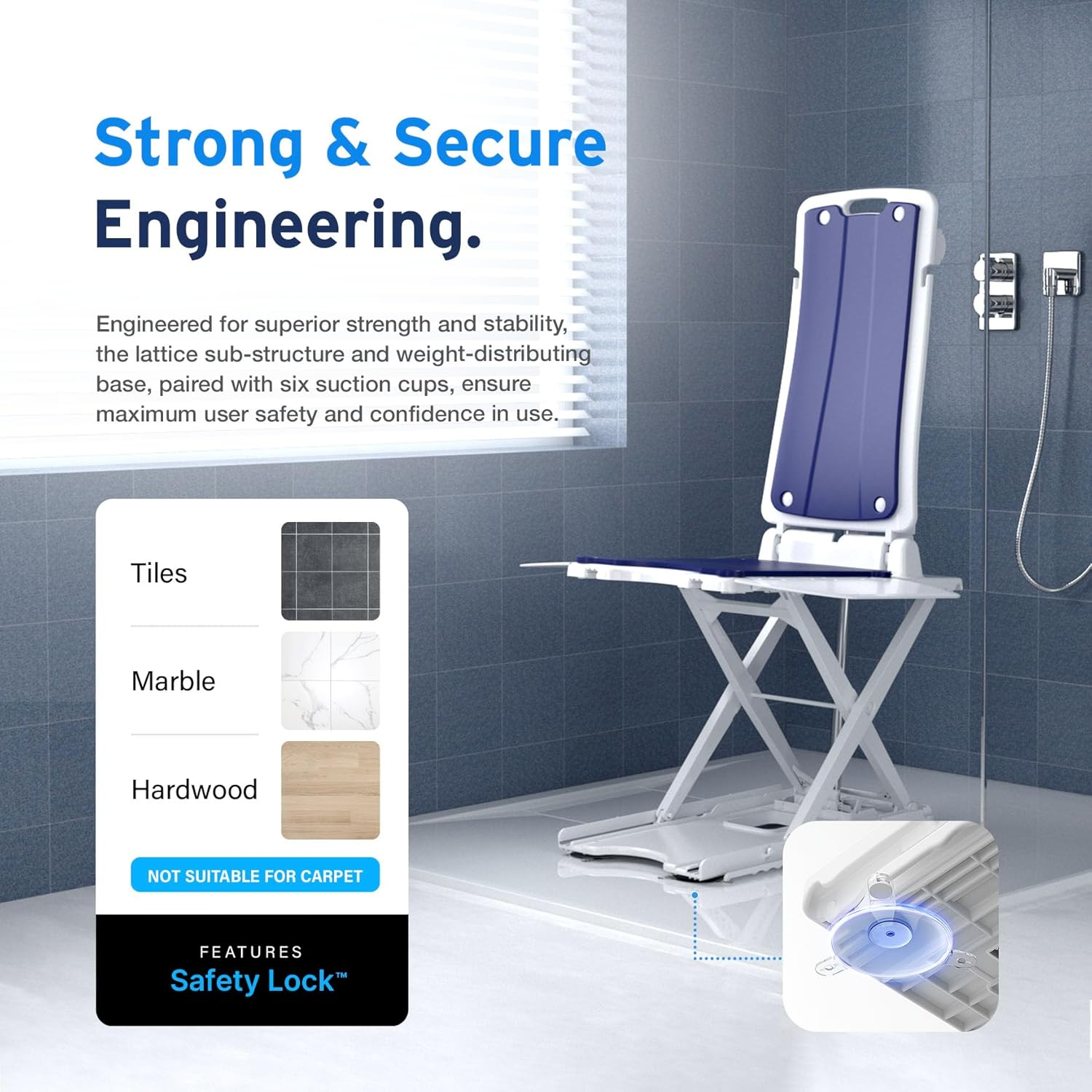 AYDMED 2-In-1 Lift Chair | Portable Cordless Rechargeable Electric Floor & Bath Chair Lift | Strong & Secure Engineering | Advanced Lifting Power with 300 Lbs Lift Capacity | Waterproof & Dustproof image number 1