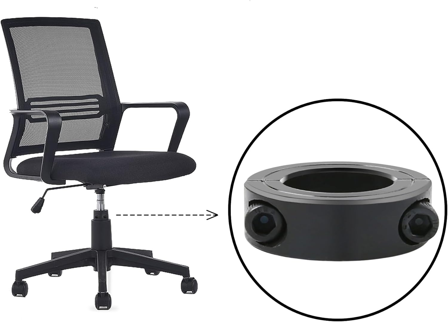 2Pcs Fix Clamps for Sinking Office Chair,Sinking Office Chair Saver for Stop Sinking,Gas Lift Cylinder Stoppers image number 4