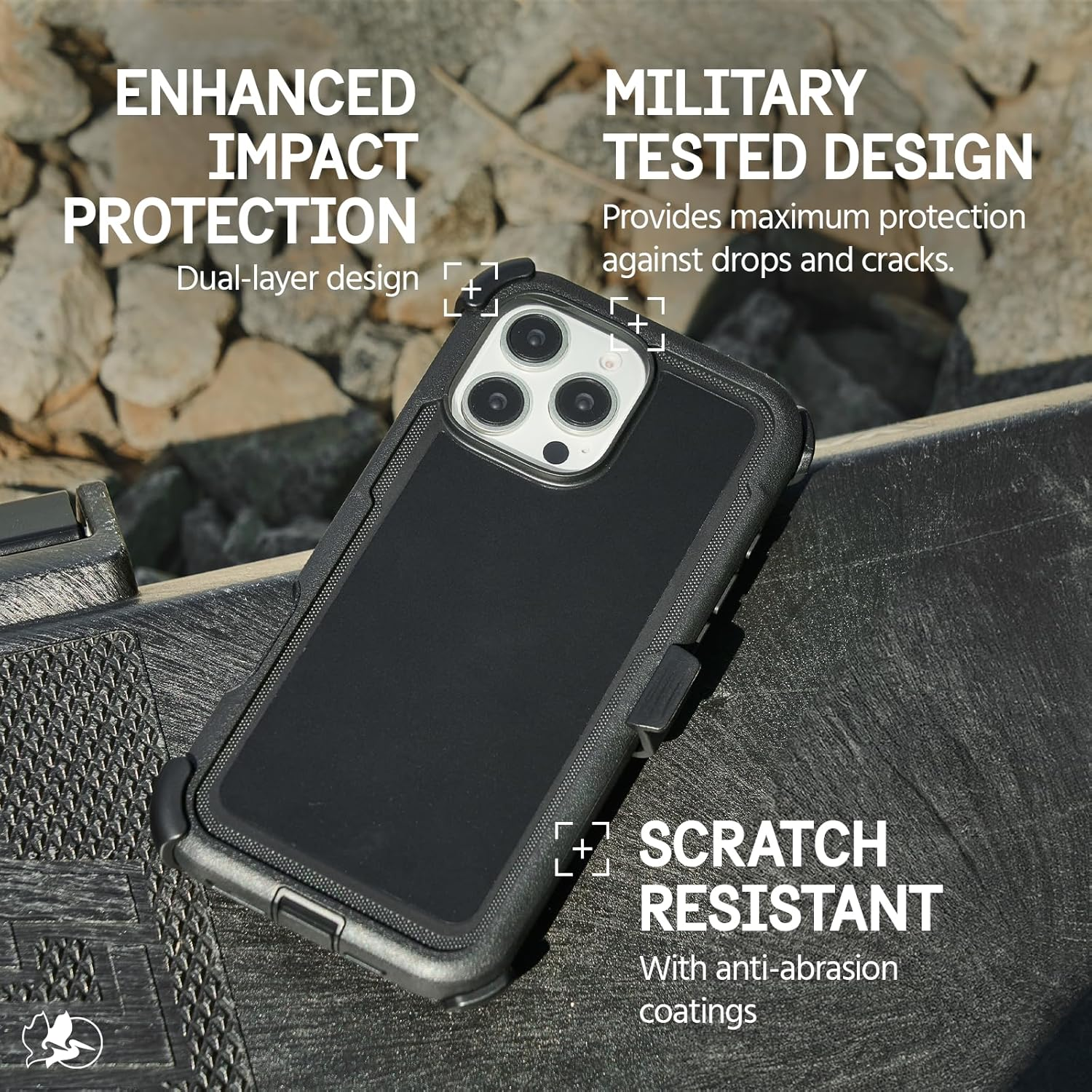 Pelican Voyager Iphone 16 Pro Case [Compatible with Magsafe] Rugged Phone Case W/ 18Ft Military-Grade Drop Protection - Heavy Duty Phone Cover W/Belt Clip Holster for Iphone 16 Pro - Black image number 7