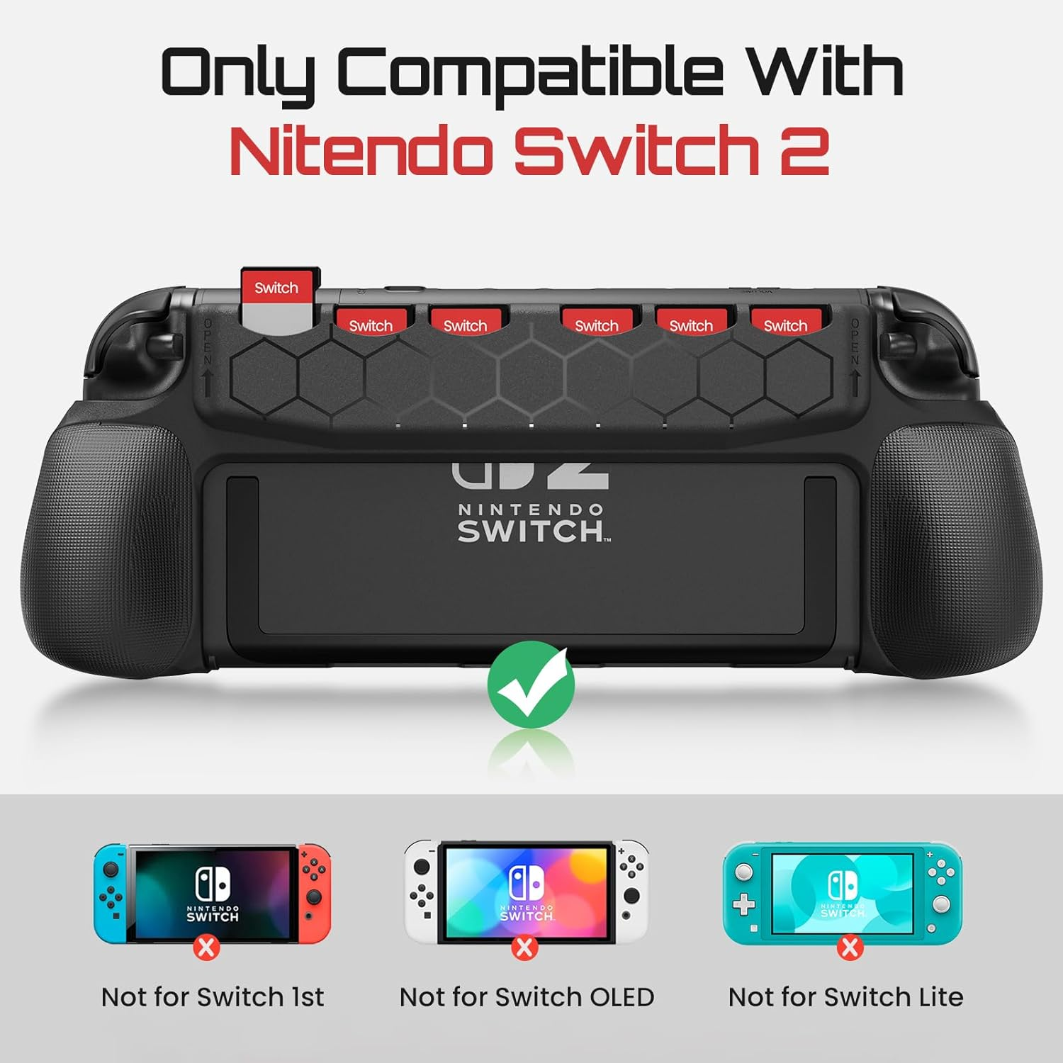 THRAU Switch 2 Grip Case with 6 Game Card Slots for Nintendo Switch 2, Ergonomic Grip Case with Replaceable Grips Dockable, Perfect Accessories for Switch 2 Console image number 6