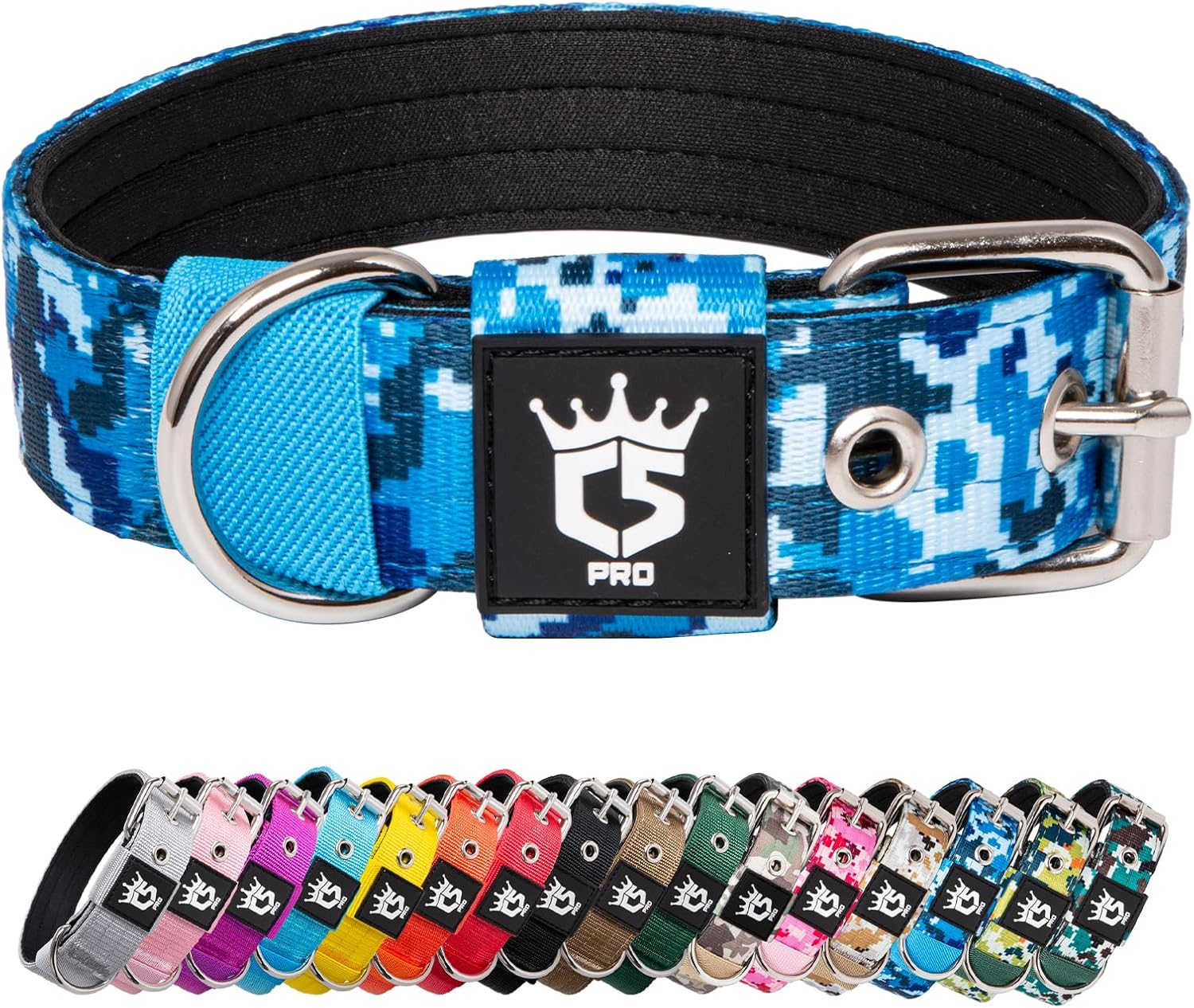 TSPRO Tactical Dog Collar 1.5 Inch Wide Dog Collar Military Grade Strong Dog Collar Thick Dog Collar Heavy Duty Metal Buckle Dog Collar(Khaki-M)