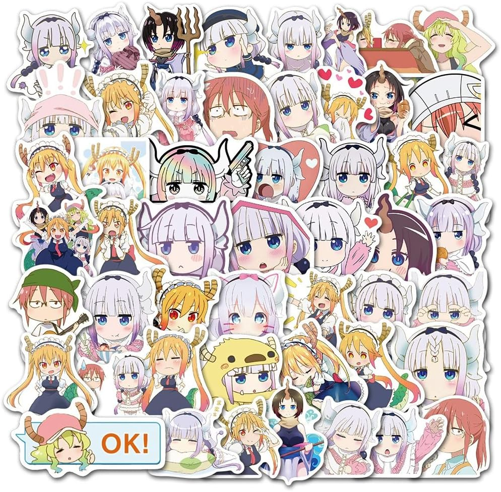50Pcs Kobayashi'S Dragon Maid Stickers Japan Anime Kobayashi Vinly Decal Suitcases Skateboard Cars Luggage Helmets Ipads Boats Surfboards for Kids Teens image number 1