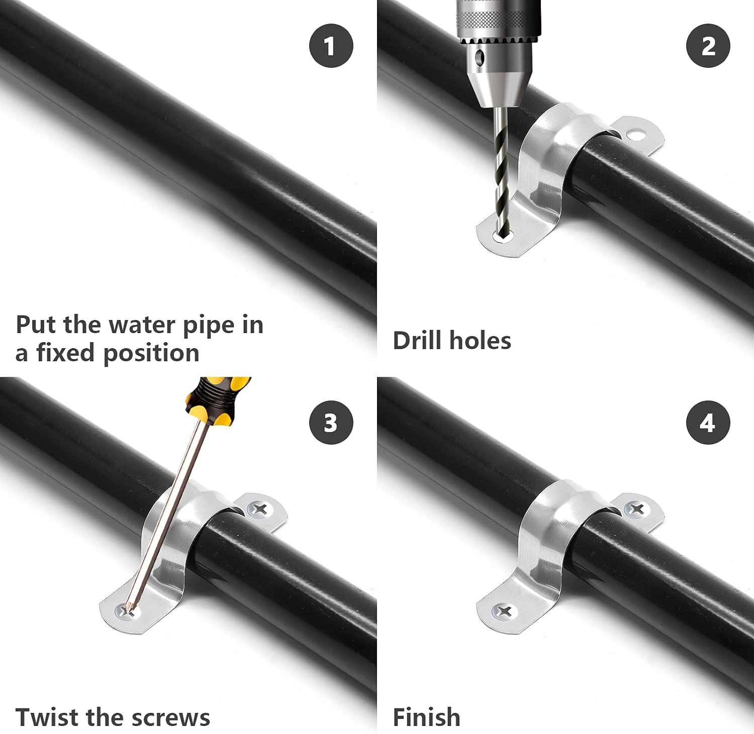 Jersvimc 20Pcs 3/4 Inch Stainless Steel Conduit Clamps, Two Hole Strap U Bracket Rigid Pipe Strap Metal U Clamp Conduit Strap Tension Clips U-Tube Clamp Heavy Duty image number 3