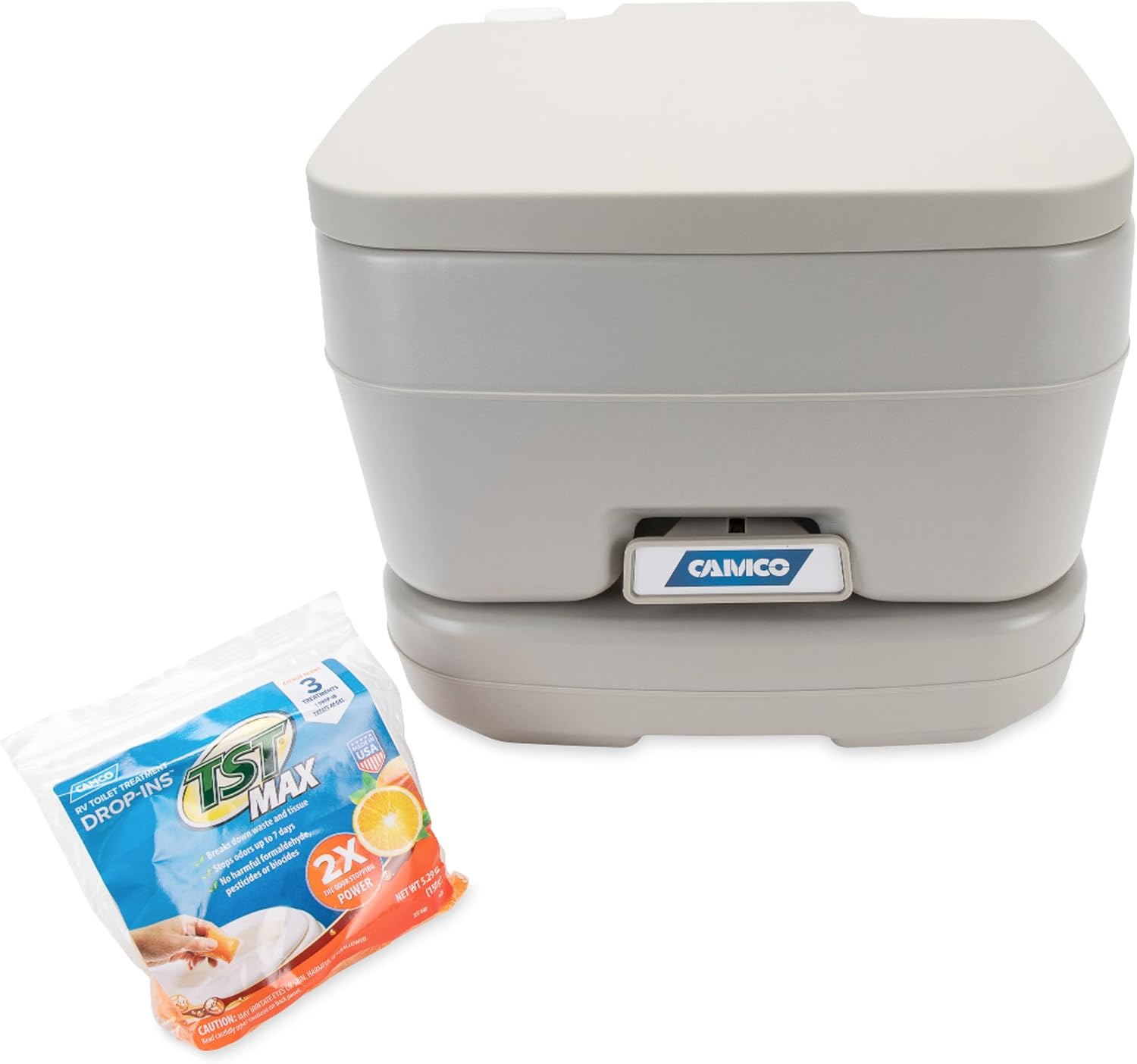 Camco Portable Travel Toilet - Features Bellow-Type Flush and Sealing Slide Valve to Lock-In Odors and Protect against Leakage-| Lightweight and Compact, 2.6 Gallon (41531) - 5.3 Gallon image number 5