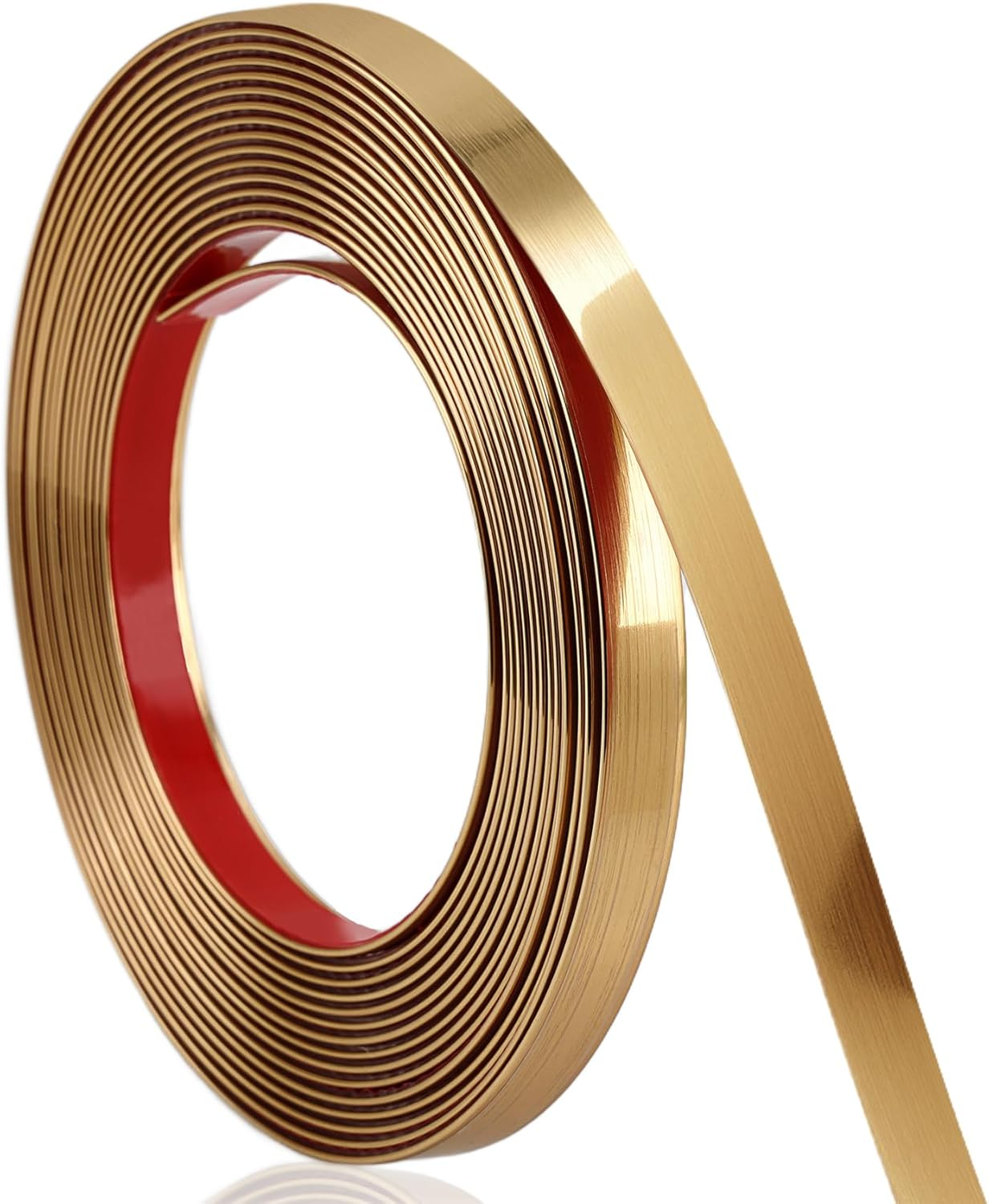 Soengsau Matte Gold Finish Molding Trim, 5M (L) X 1Cm (W) Peel and Stick Decoration Strip for Ceiling, Wall, Tile Edge, Furniture Cabinet, Mirror