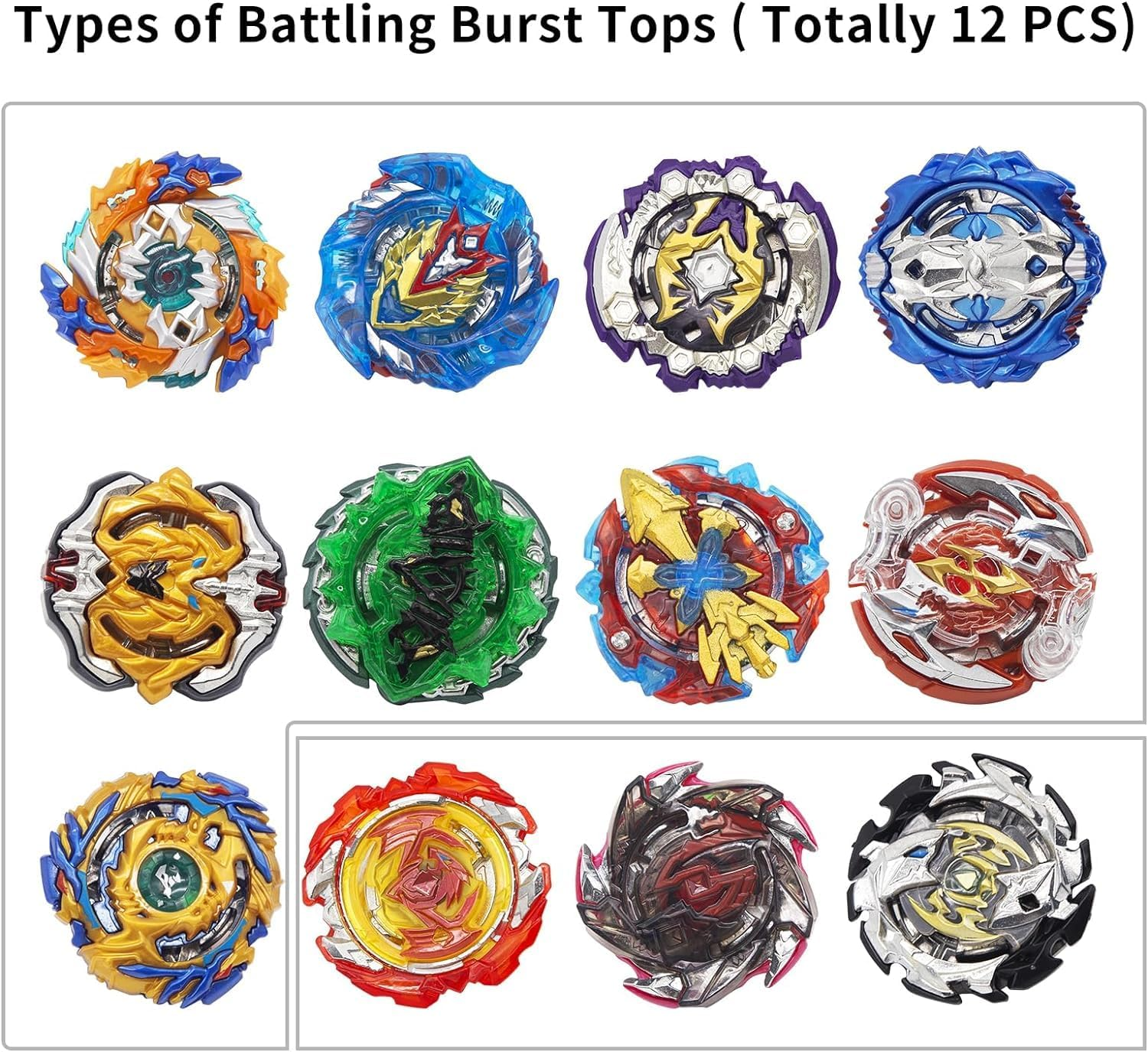 B-Qtech Battling Top Burst 12 New Gyros Top, Evolution Burst Top with Golden Sword & Storage Organizer Carrying Case Box