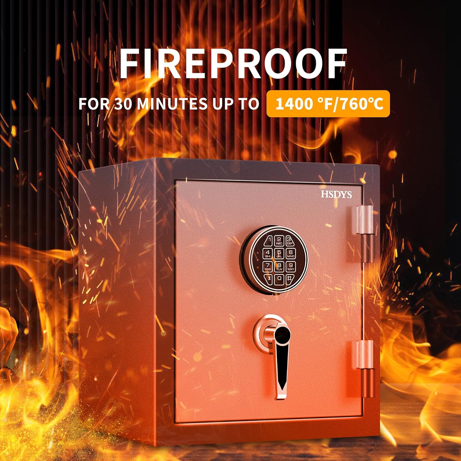 HSDYS Fireproof Safe Box 1.0 Cubic Feet,Security Safe with Digital Keypad and Key Lock, Home Safe Locker Box for Storing Documents,Jewelry,Money 36&times;31&times;40CM image number 4