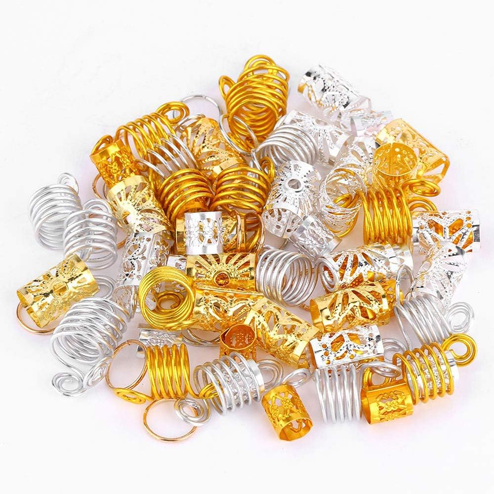 Homo Trends 90 Pcs Hair Jewelry Rings Clips Aluminum Dreadlocks Adjustable Metal Hair Bread Cuff for Braids Hair Accessories image number 3
