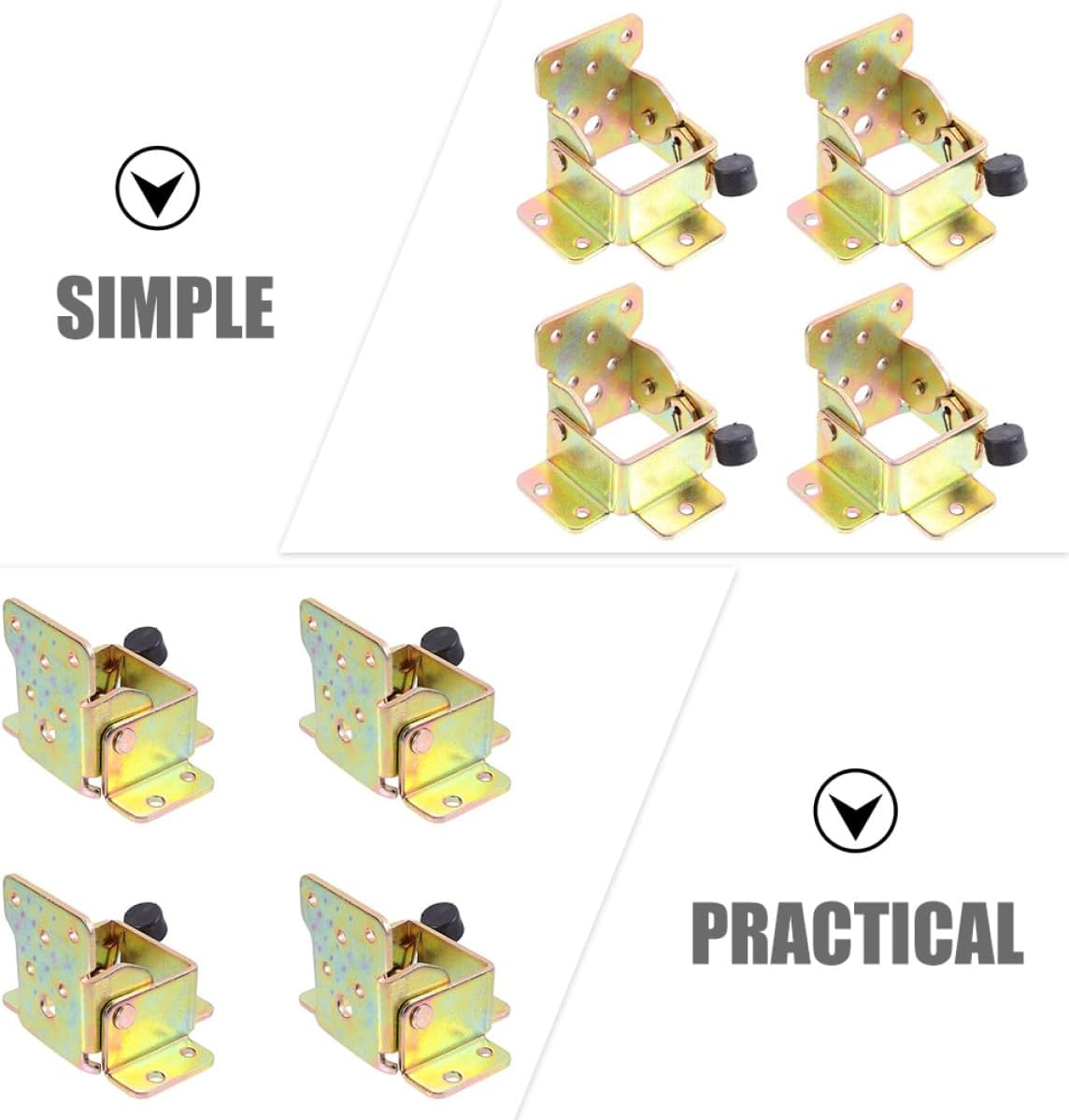 TOVINANNA Folding Table Leg Hinge Bracket 90-Degree Self-Locking Hardware with Spring-Loaded Support for Furniture Legs, 2Pcs Set Suitable for Dining and Coffee Tables image number 4