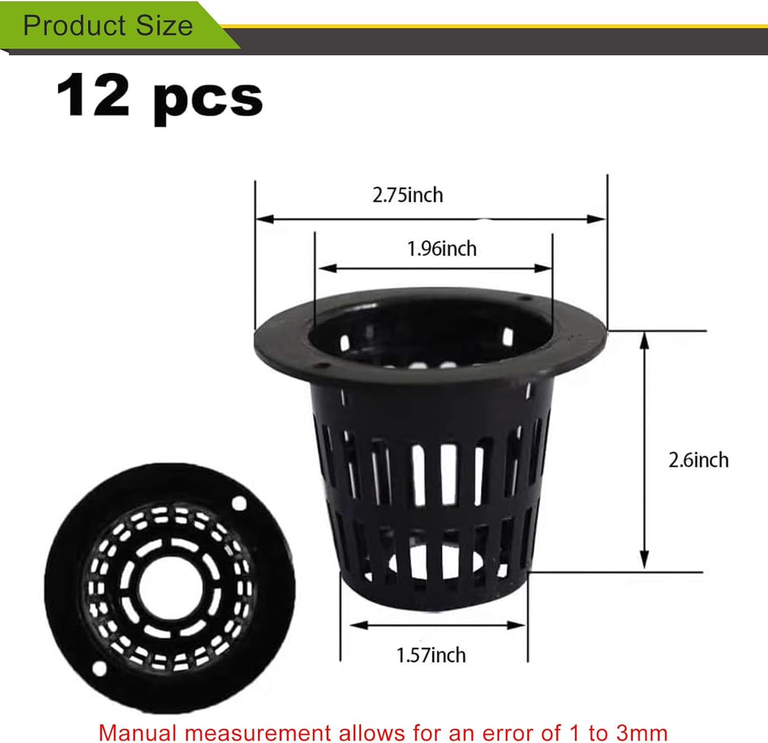 2.75Inch Garden Plastic Slotted Mesh Net Cups Pots, round Net Cups Pots Plant Net Pot Bucket Basket for Hydroponics (12) image number 6