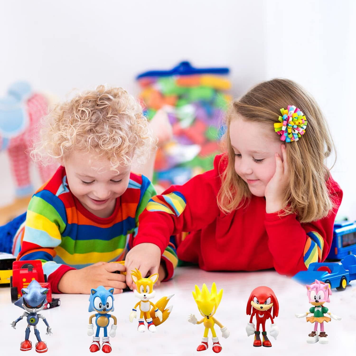 Sonic Cake Decoration Pack of 6 Toppers, Children'S Birthday Figures Set, the Hedgehog Mini Figures, Artoons Cake Topper