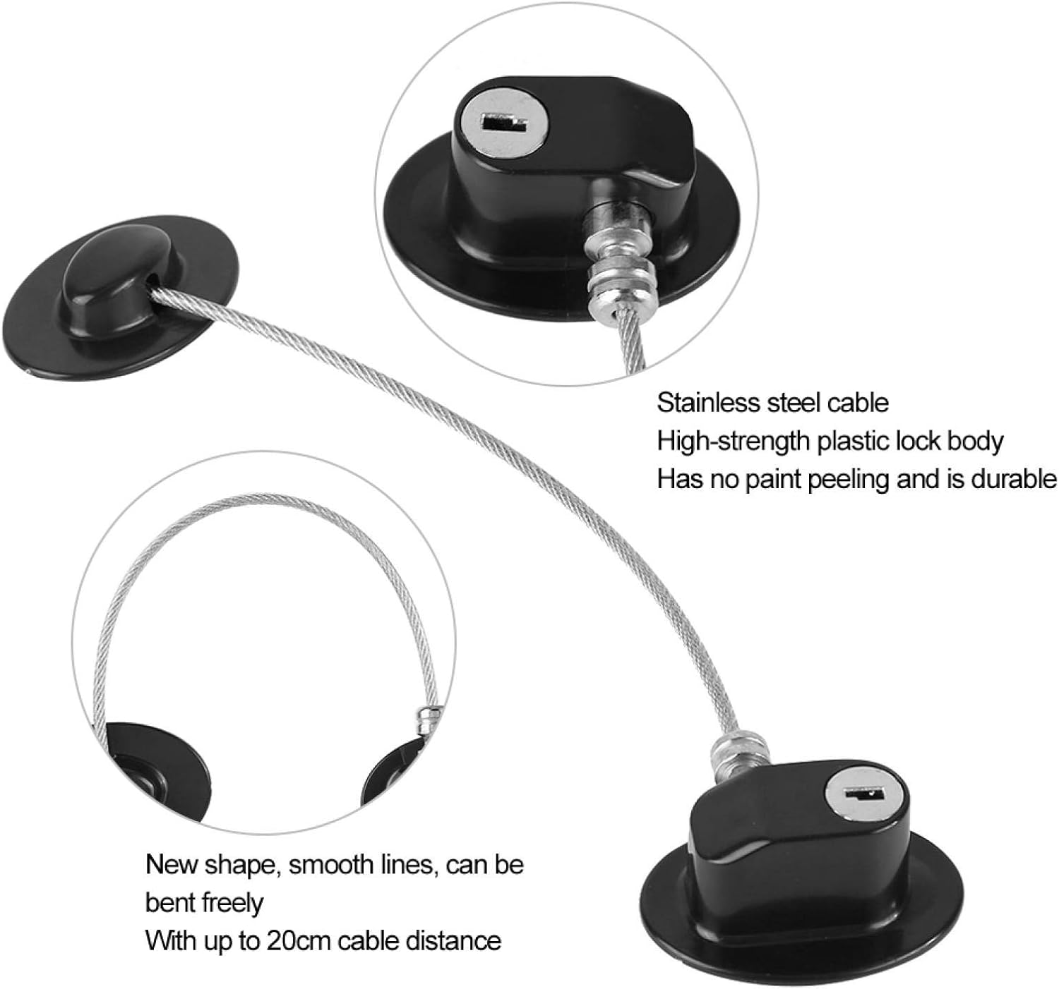 Child Safety Locks, Baby Safety Lock Safety Door Lock, Door Lock Drawers for Fridge Window Cabinets(Black) image number 3