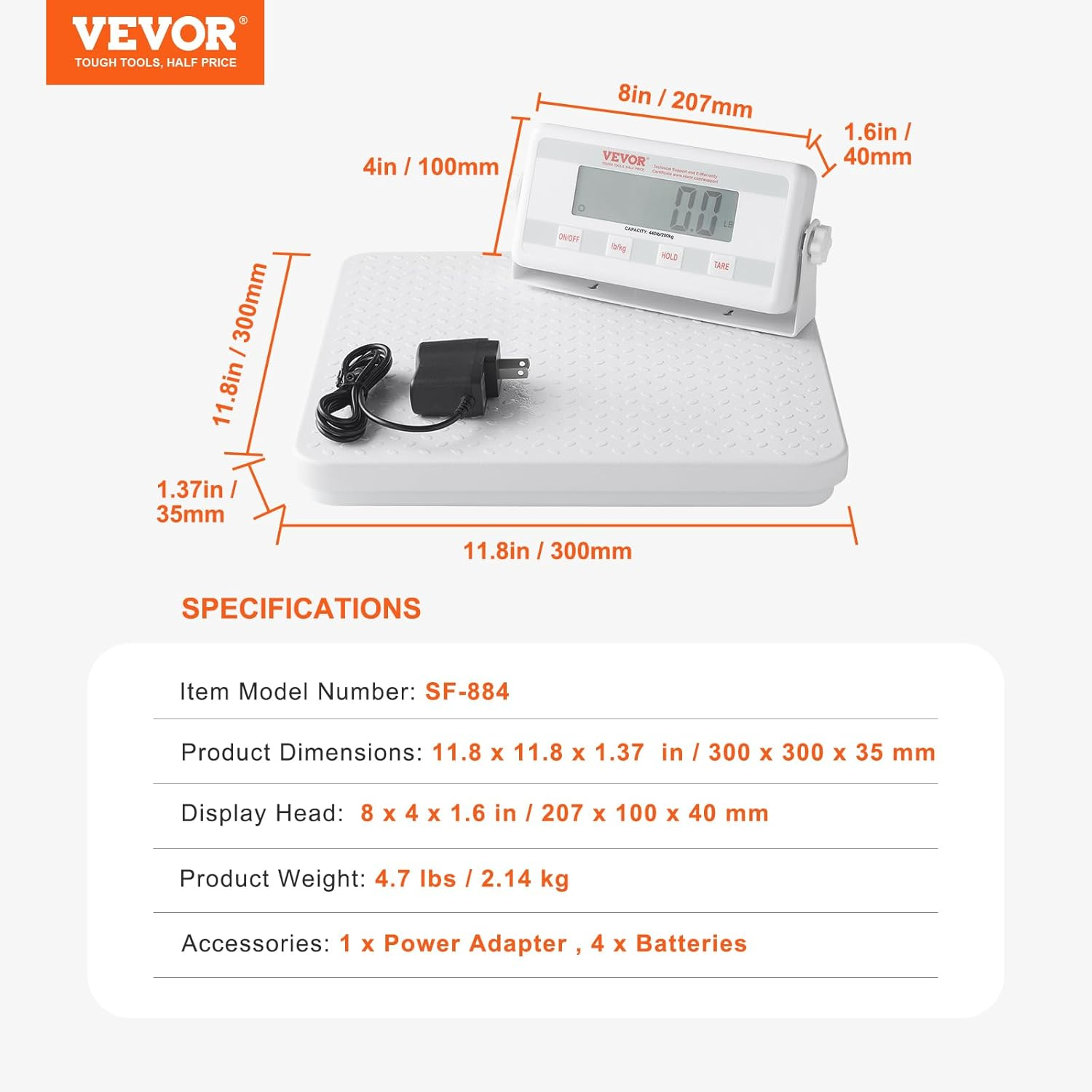 VEVOR Portable Medical Scale, Professional Physician Scale for Weighing - with Anti-Slip Platform, 2 Units, Hold & Tare Function, Digital Physician Weight Scale for Gym Home Hospital, 440LBS Capacity image number 1
