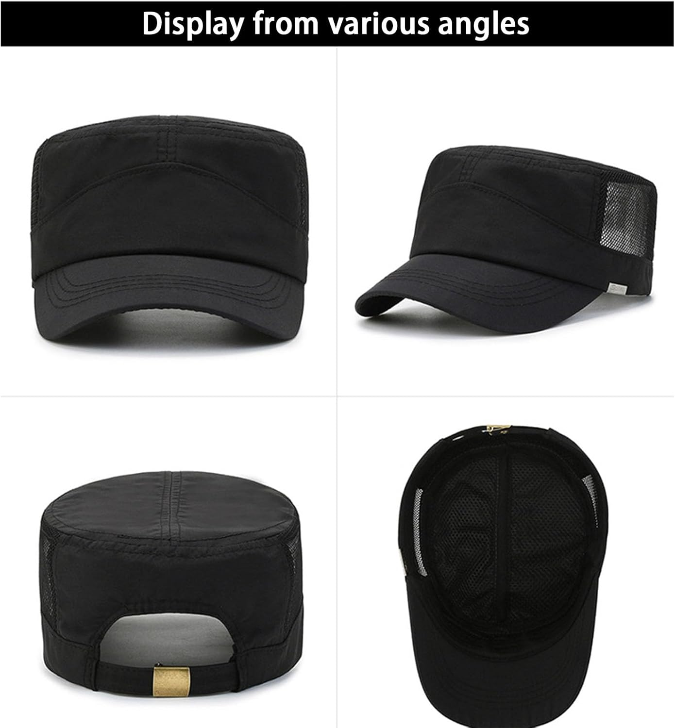 RVOKYE Army Cap for Men, Adjustable Military Style Hat Featuring Mesh Side Panels, Breathable Outdoor Sun Cap with UPF 50+ Sun Protection for Hiking, Camping and Daily Wear - Army Green image number 4