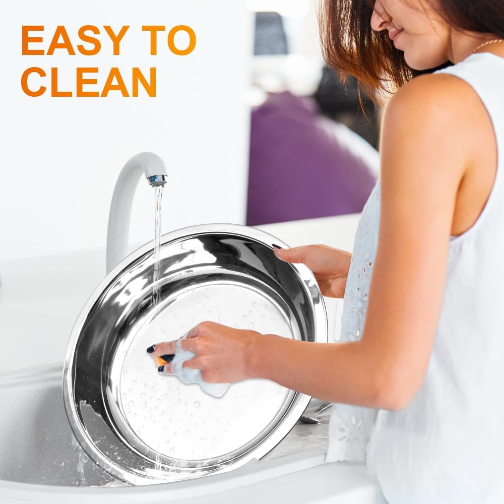 ALSTON 2 Pack round Chafing Dish Buffet Set 201 Stainless Steel 4.5L Food Pan with Glass Lid and Fuel Holder Complete Set for Restaurant Party Catering Wedding