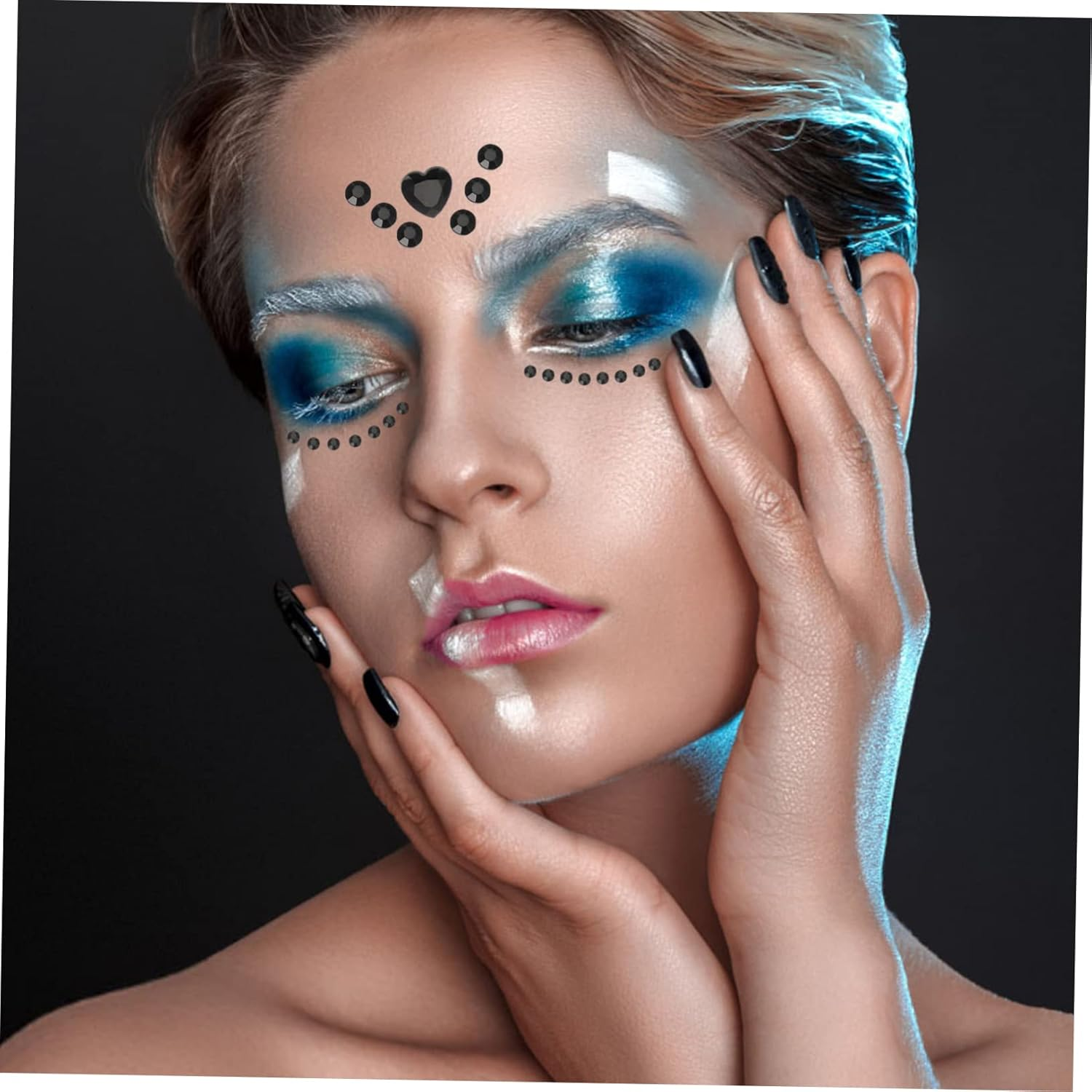 ABOOFAN 6 Sheets Rhinestone Acrylic Stickers for DIY Crafts Black Shiny Decorative Adhesive 3D Stickers for Home Decor and Art Projects image number 1