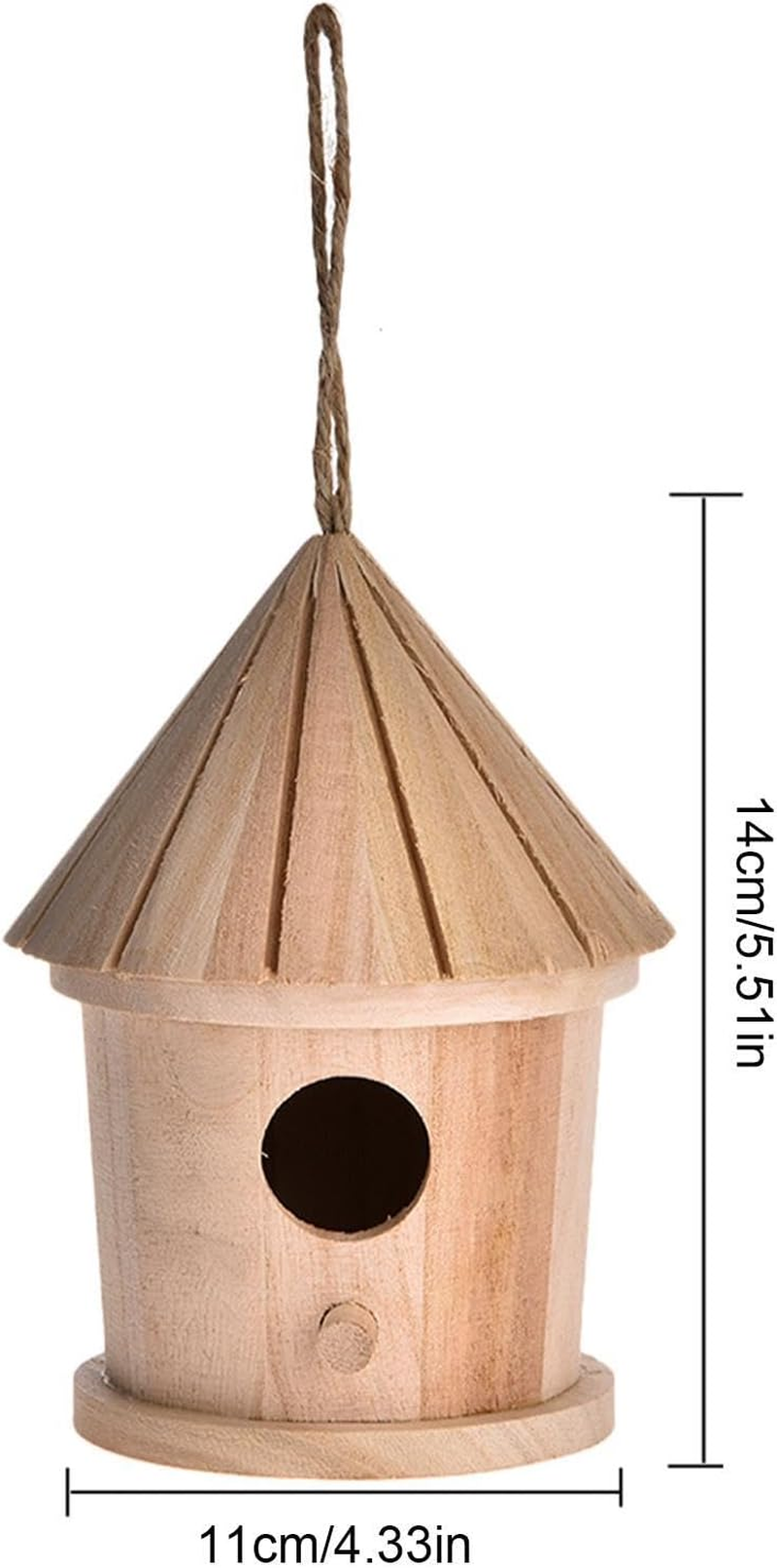 Generic Wood Bird House | Hanging Natural Hummingbird Nest | Bluebird House, Brown, Handcrafted Bird Hut image number 5