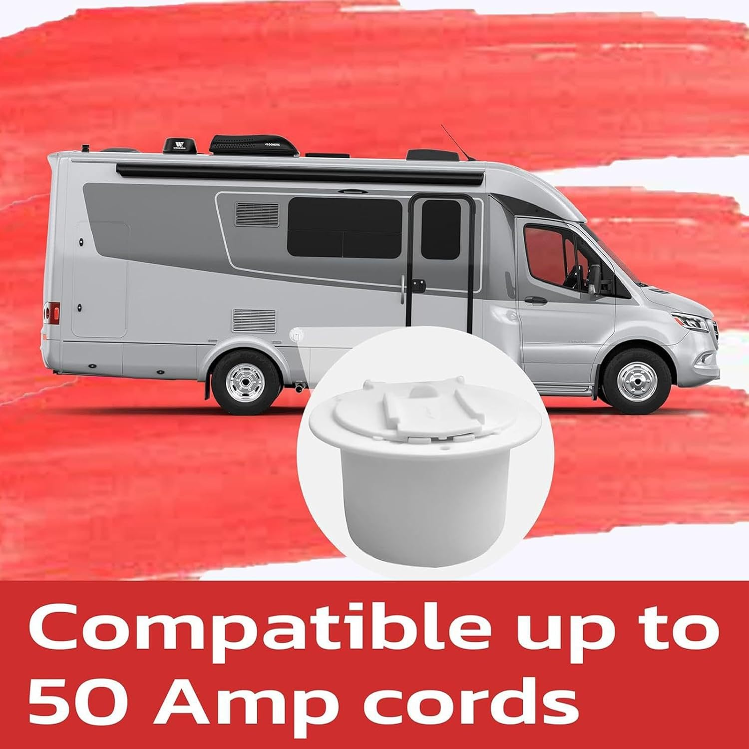 RV Plug Cover - White RV Electrical Cable Hatch - RV Cable Pass through Wire Organizer, RV Accessories and Door Hardware for Yacht Boat Motorhome