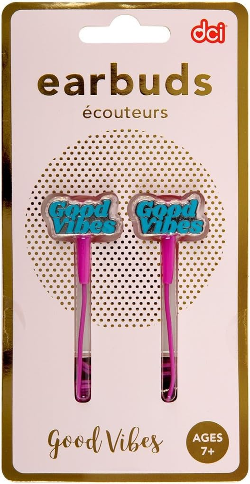 DCI In-Ear Headphones, Good Vibes Sentiment Earbuds, Pink Cord, 3.5Mm Socket, Smartphone, Laptop, Tablet Compatible image number 2
