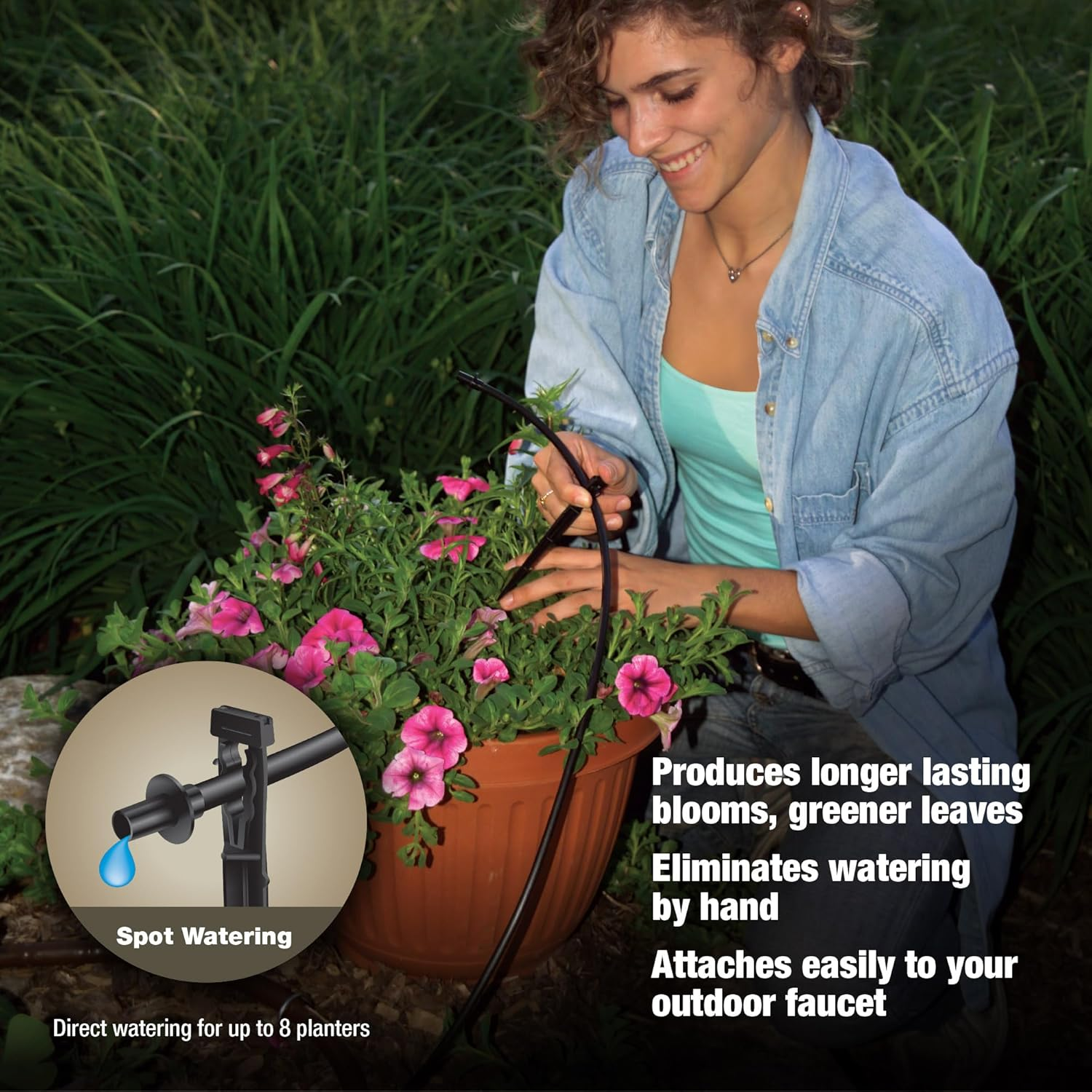 Rain Bird PATIOKIT Drip Irrigation Patio Watering Kit, Connects to Fau, 42-Piece, Multicolor