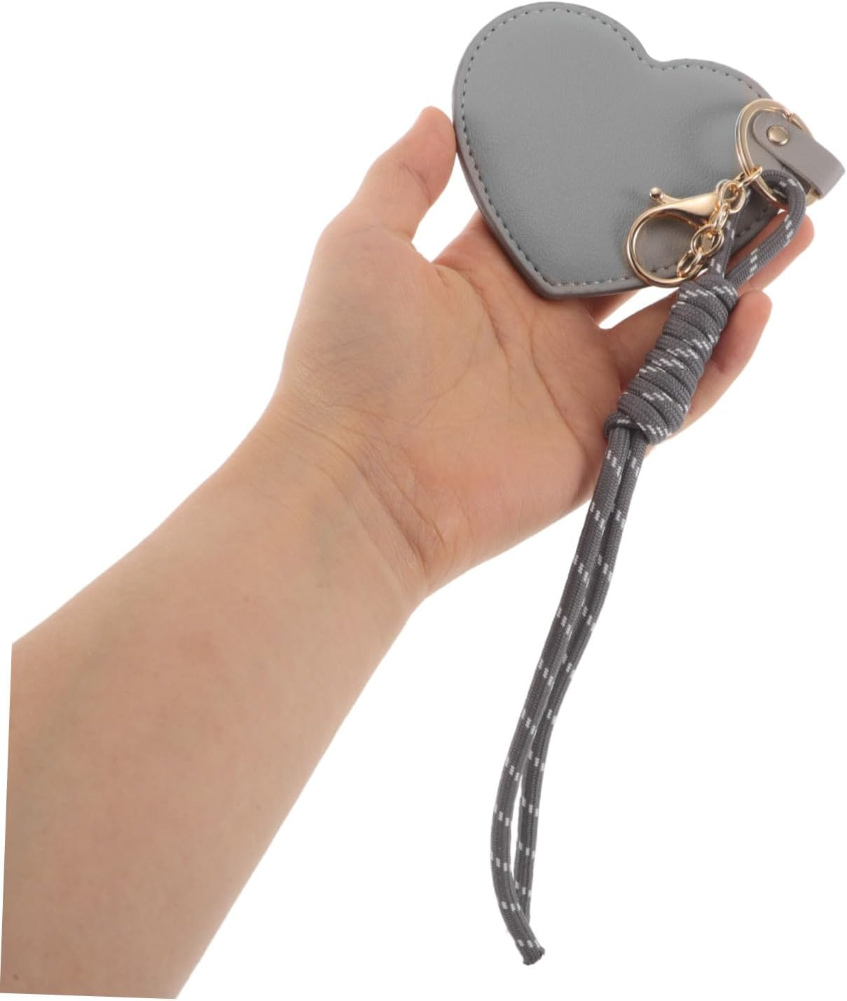 IWOWHERO 2Pcs Compact Heart-Shaped Leather Makeup Mirror with Rotation Lightweight Vintage Vanity Keychain for Travel Purses Handbags Portable Pocket Mirror for Women - Multicolor image number 7