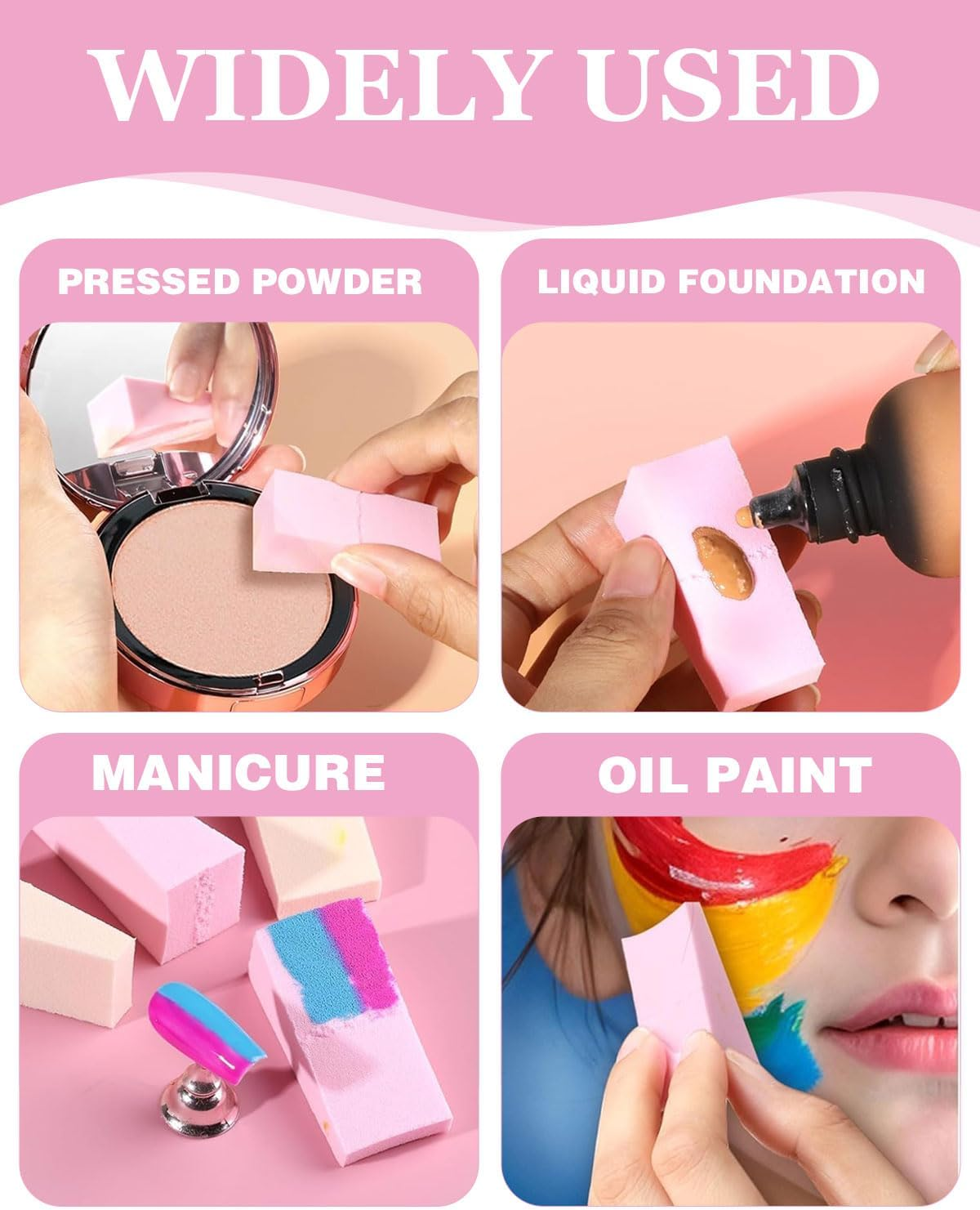 FUGLUS 72-Piece Make-Up Sponge Set, Latex-Free Cosmetic Sponges, Beauty Blender for Foundation, Powder, Sun Protection and Cream image number 5