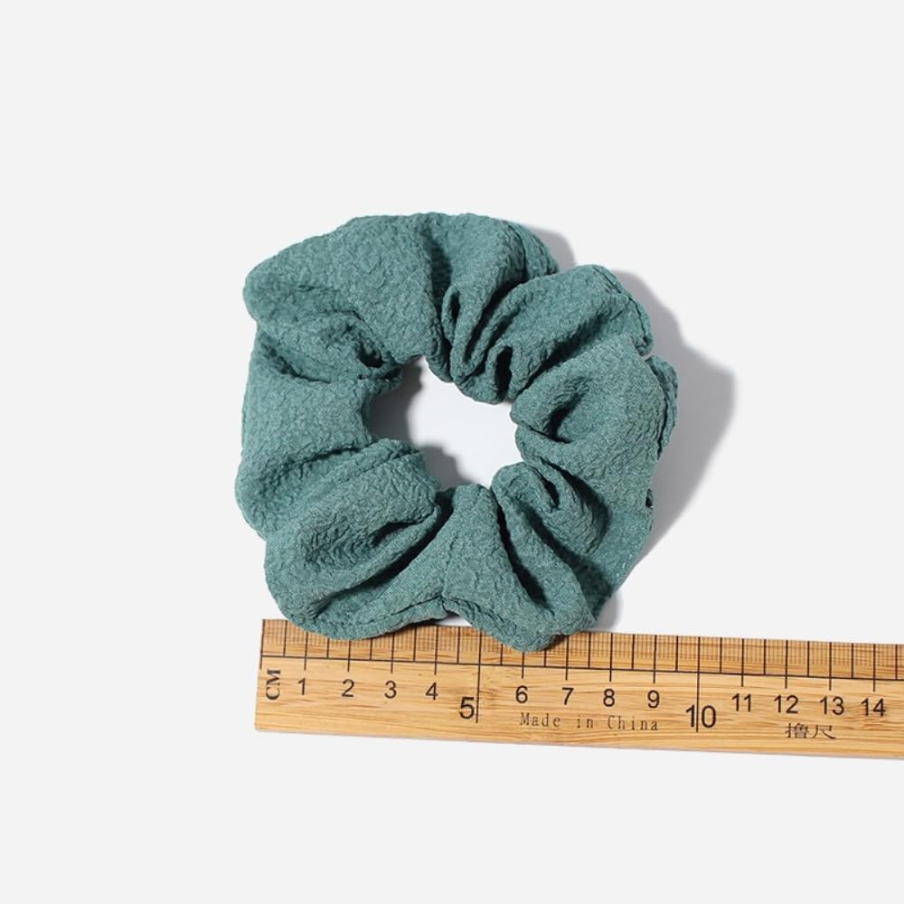Pack of 3 Fabric Hair Bobbles Hair Bands Scrunchies Hair Rings with Elastic Rubber Bands Solid Colour Hair Bobbles Ponytail Hair Bands Hair Accessories for Women and Women, Dark Green image number 2