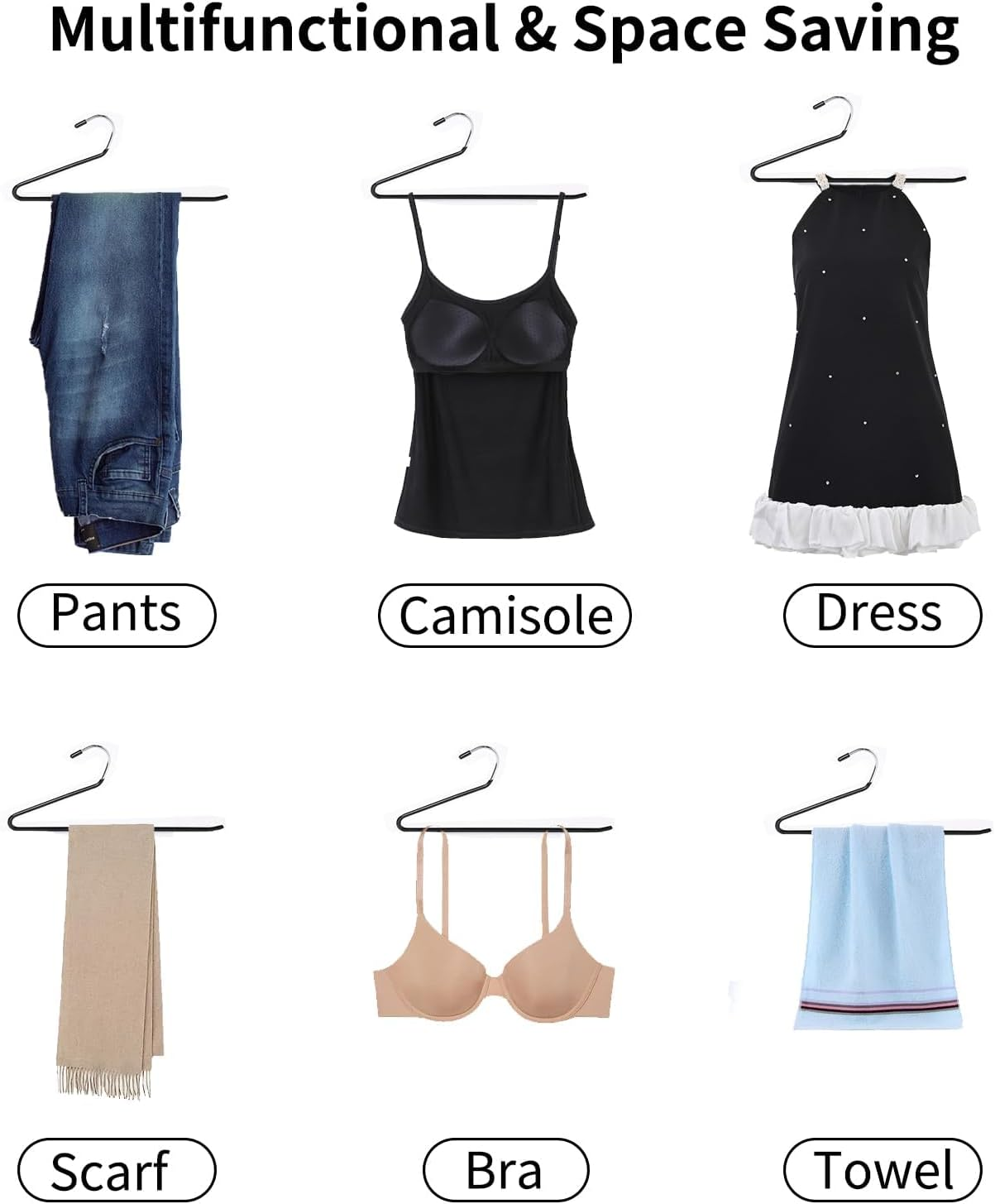 10 Pack Pants Hangers,Swan Neck Z-Shaped Space Saving Hangers for Pants with Non-Slip Rubber Coating,Open-Ended Metal Trouser Hangers for Pants,Skirt,Blankets,Closet Organisation (White) - White image number 3