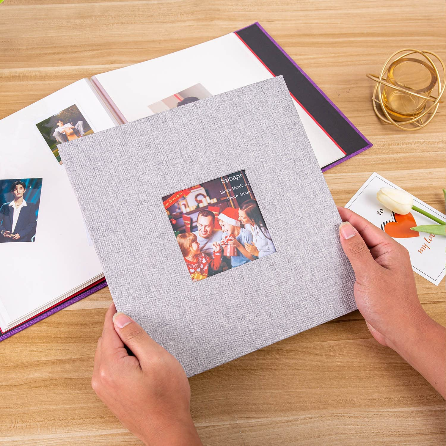 Large Photo Album Self Adhesive for 3X5, 4X6, 5X7, 6X8, 8X10 Pictures Magnetic Scrapbook Album DIY 40 Blank Pages with a Metallic Pen, Blue - 60 In Red image number 7