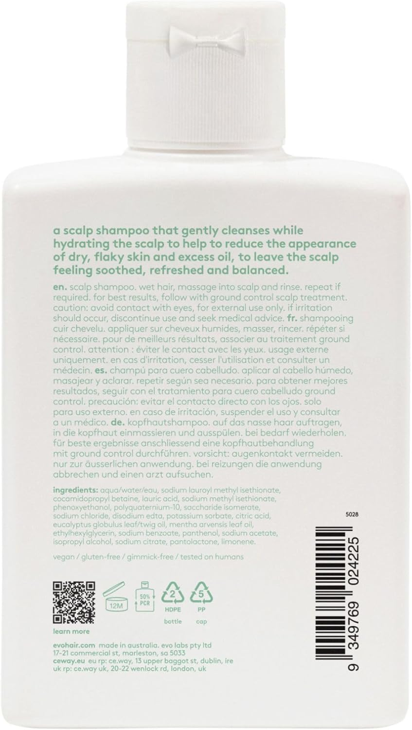 Evo Common Ground Scalp Shampoo - Full Size Shampoo, Gently Cleanse, Hydrate, Reduce Appearance of Dry, Flaky Skin and Excess Oil for All Hair Types - 300Ml image number 4