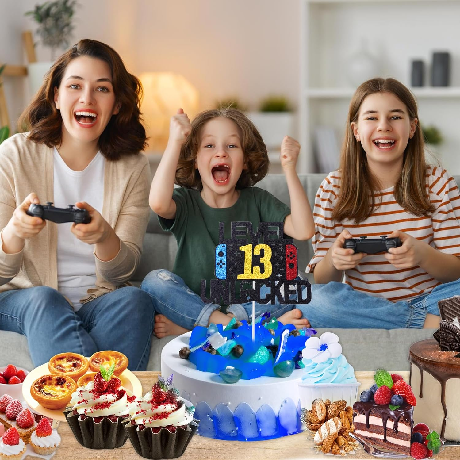 13Th Birthday Cake Topper Gaming Cake Topper Personalized Happy Birthday Cake Topper Decoration Birthday Game Party Supplies for Kids Boys - 11Th image number 3