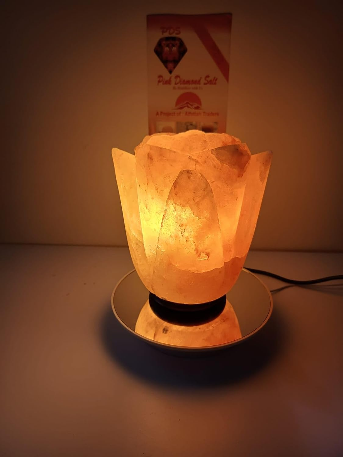 Premium Himalayan Large Lotus Salt Lamp 100% Authentic, Handcrafted from the Foothills of the Himalayas Beautifully Hand Craft Lilly Flower Comes with Complete Electric Fitting &ndash; Quality Guaranteed image number 2