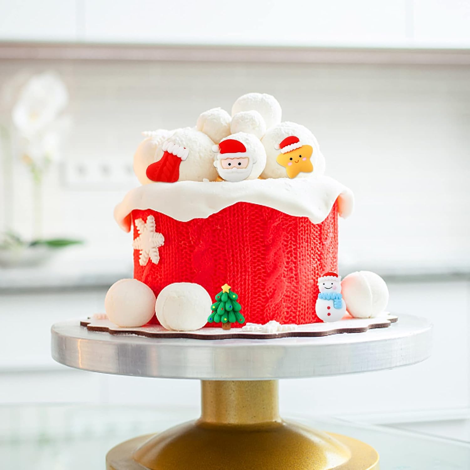 25 Pack Merry Christmas Cupcake Toppers Resin Christmas Cupcake Picks Snowman Star Tree Cupcake Toppers Cake Decoration Party Supplies Family Party Decoration image number 4