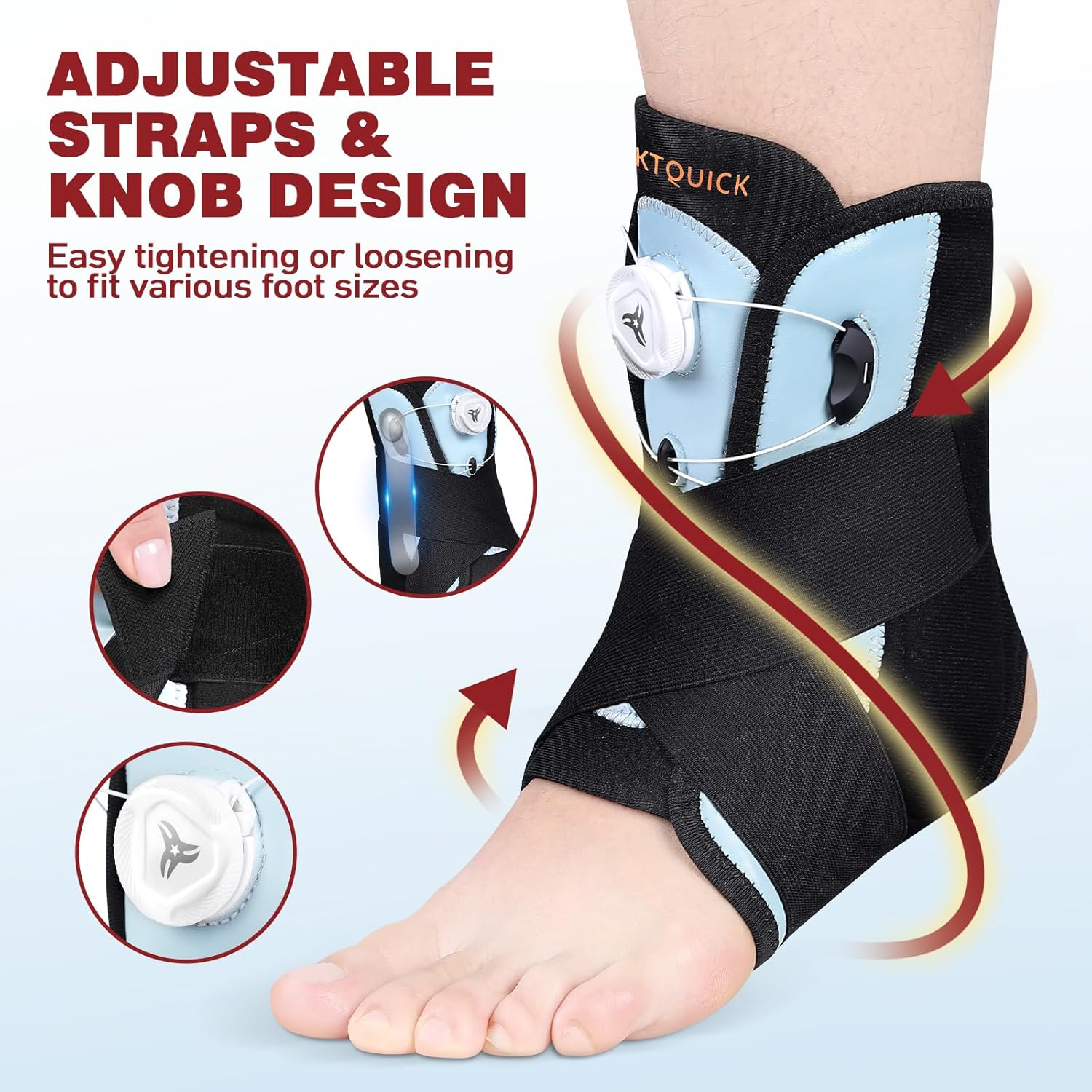 Ankle Brace for Sprained Ankle, Adjustable Knob Support with Removable Metal Splints, KTQUICK Breathable Ankle Stabilizer for Unsex, Pain Relief for Swelling, Injury Recovery&Sports,S(Shoes 5&lsquo;&rsquo;-8.5&lsquo;&rsquo;) image number 4