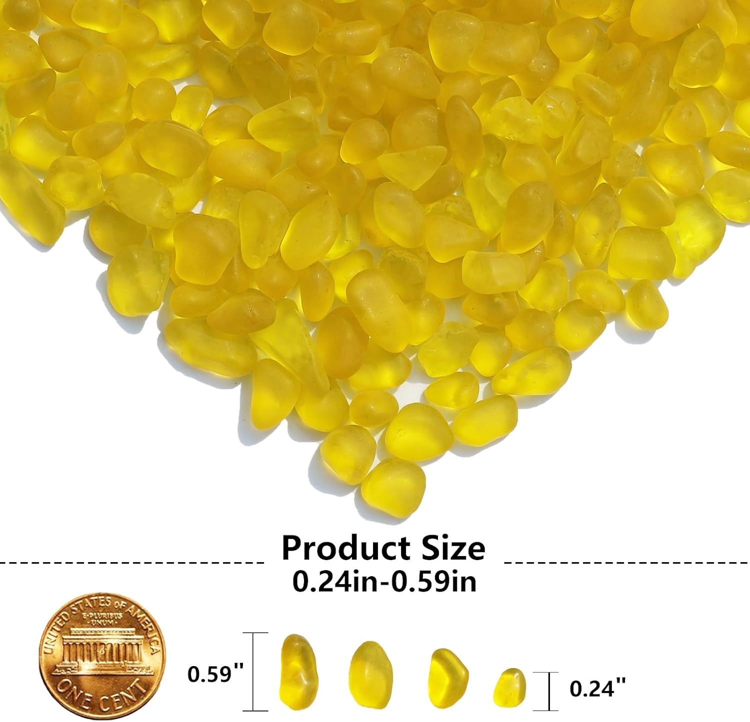 Sea Glass Stones - 0.9LB Yellow Frosted Glass Pebbles Gemstones - Perfect for Aquarium Rocks, Fish Tank Gravel, Vase Fillers, DIY Crafts, and Home Decor image number 3