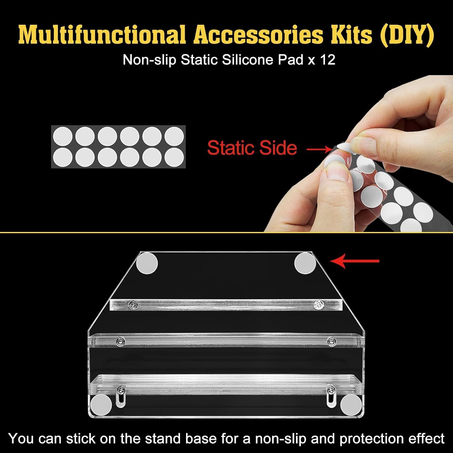 UCINNOVATE Vertical Laptop Stand, Adjustable Acrylic Desktop Stand with Adjustable Slot Size (0.7-1.1Inch) Compatible with Macbook/Surface/Ipad/Lenovo/Dell/Gaming Laptops/Keyboard (Clear) image number 1