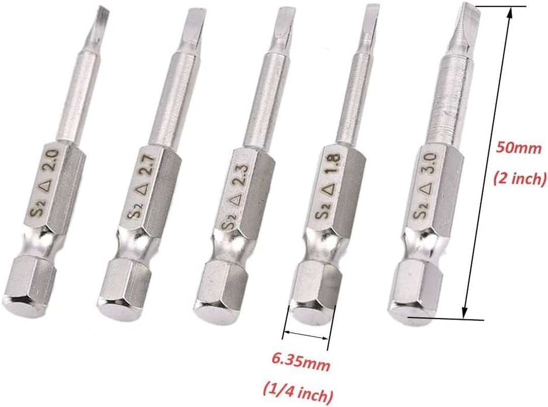 Bestgle 5 Pcs Magnetic Triangle Head Screwdriver Bit Set 1/4 Inch Hex Shank S2 Steel Triangular Tips Screw Driver Bits Electric Power DIY Hand Tool Accessory 1.8Mm, 2Mm, 2.3Mm, 2.7Mm, 3Mm, 50Mm Length image number 2