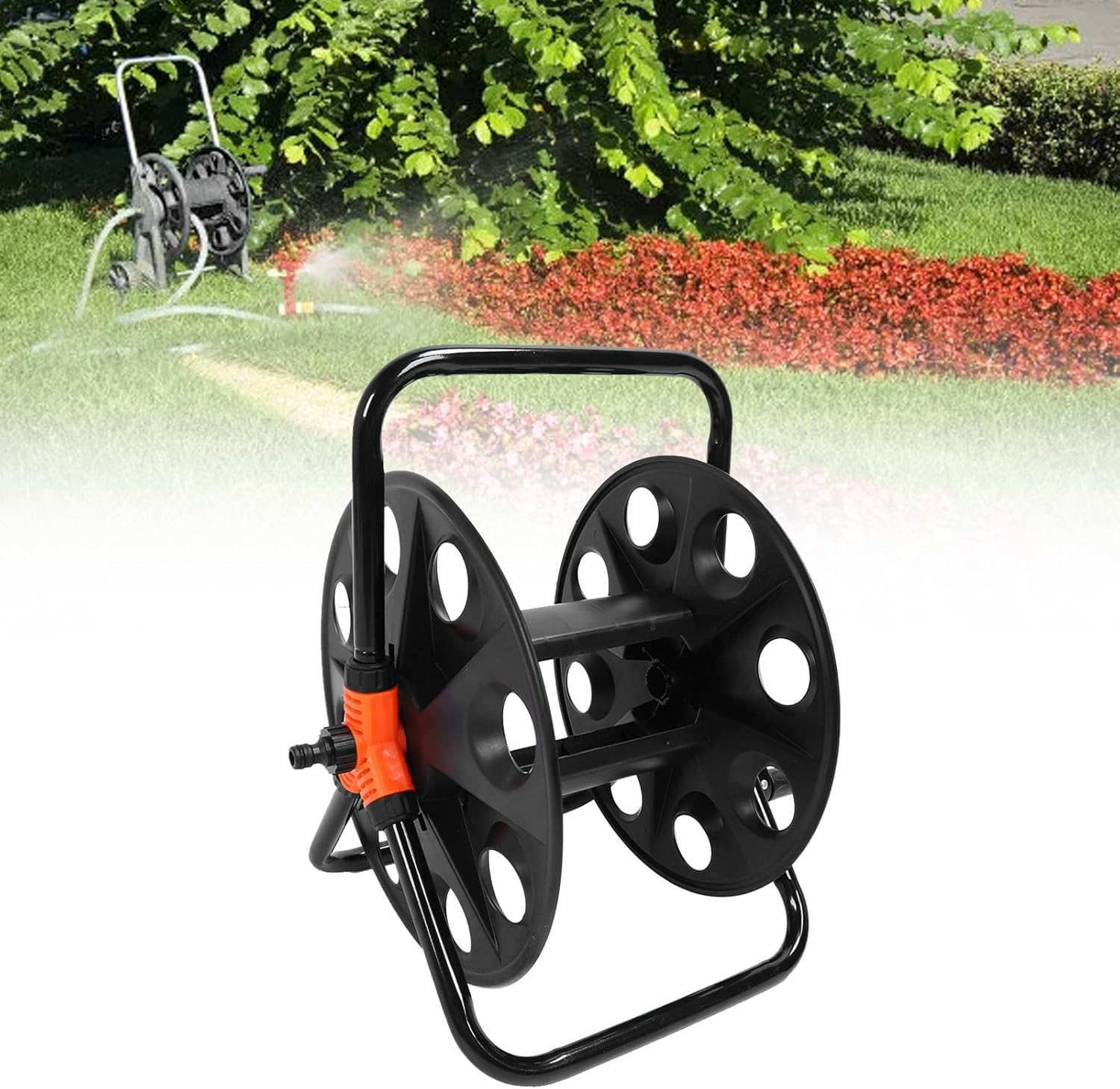 Water Hose Reel Heavy Duty Hose Reel Cart Organizer for 50M Water Hose,Portable Premium Iron and ABS Construction, Professional Garden Tool, Wall Mounted image number 1