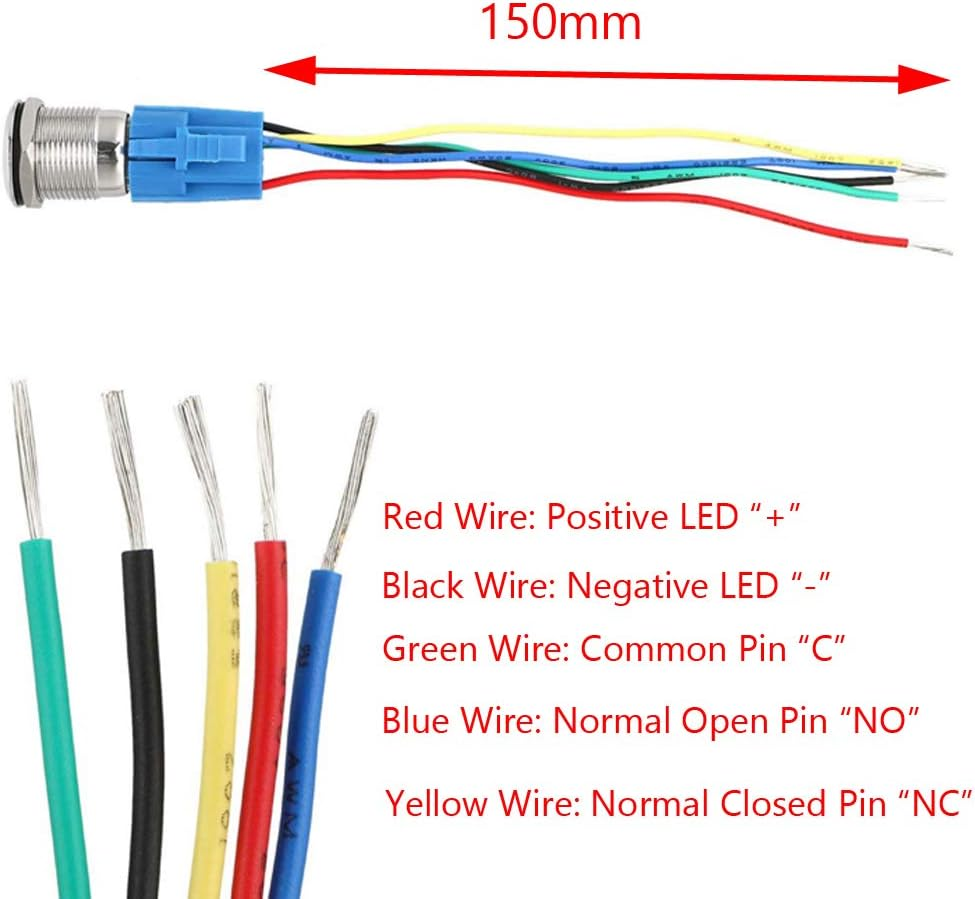 E Support 19Mm 12V 5A Power Symbol Angel Eye Halo Car Blue LED Light Metal Push Button Toggle Switch Socket Plug Wire - Blue image number 4