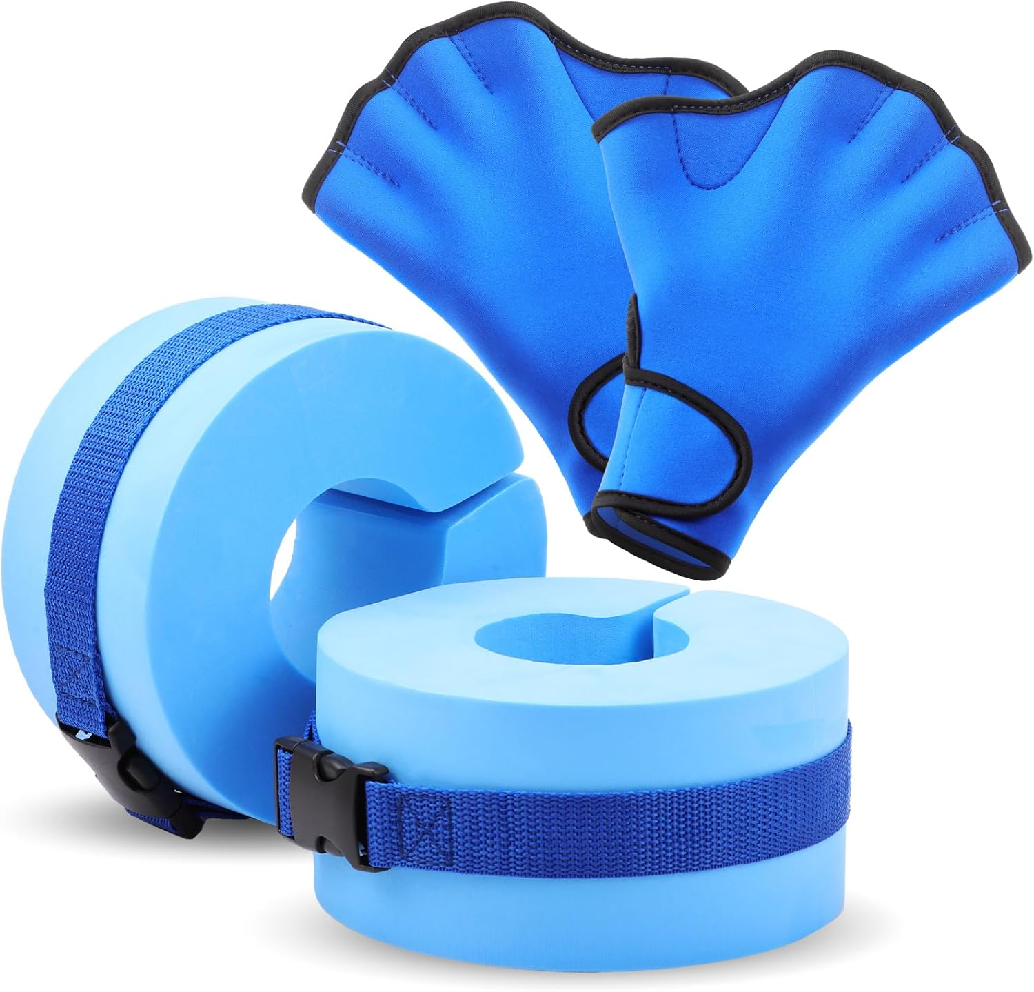 Winnerwhy Water Aerobics Set for Aquatic Exercise 1 Pair Swimming Glove 2 Pcs Foam Swim Aquatic Cuffs Water Weights Equipment Pool Resistance Fitness Equipment for Swimming Training Water Workouts image number 4