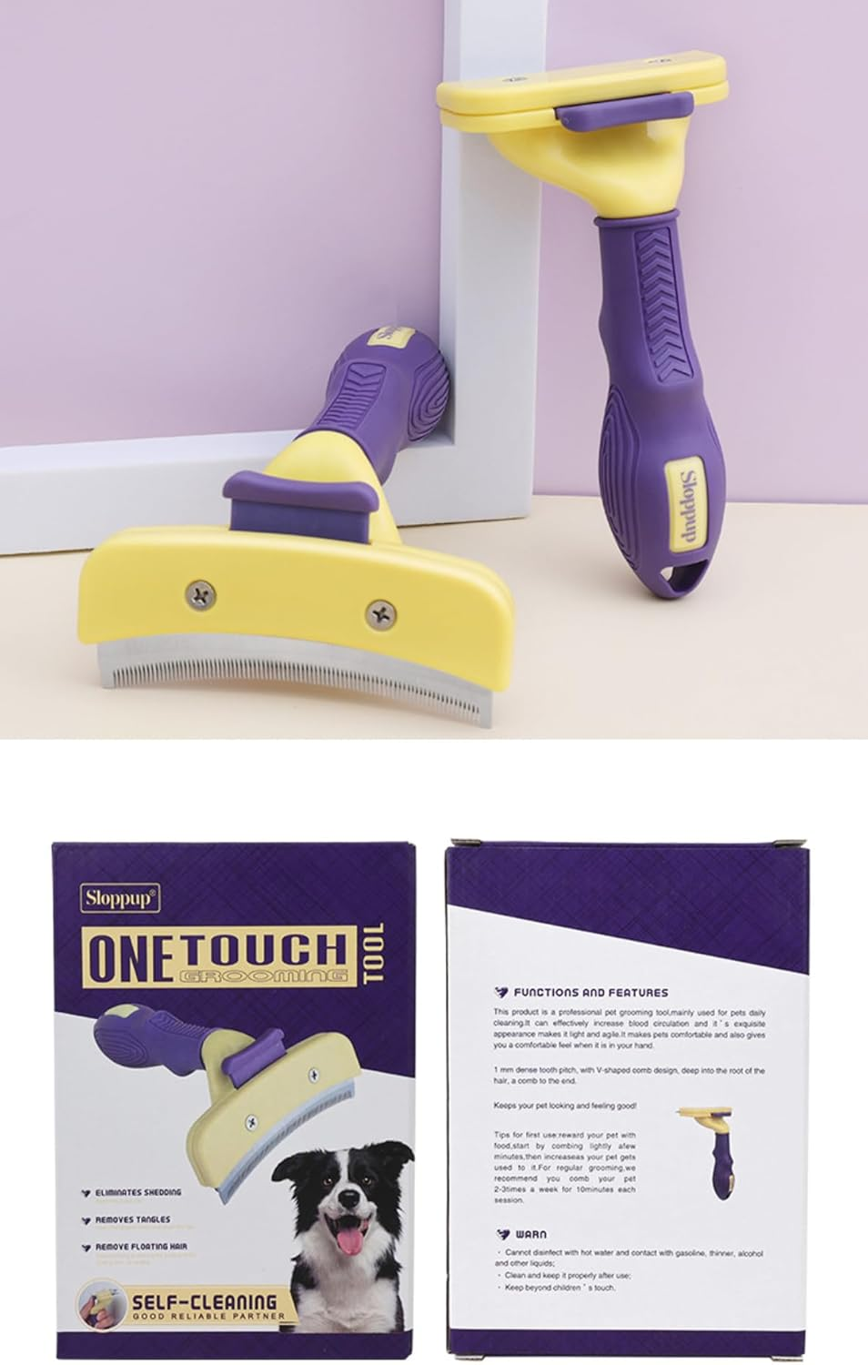 Pet Grooming Comb for Cats and Dogs - 2-In-1 Dematting and Deshedding Brush with Thinning Blade & Double-Sided Detangling Comb, Safe for All Coat Types image number 5