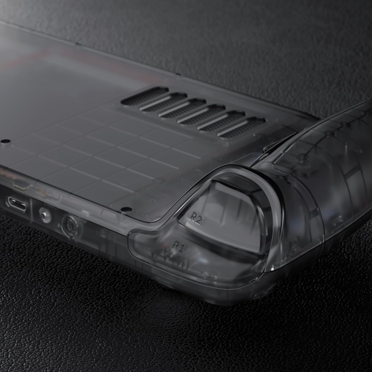 Extremerate Clear Slate Black Custom Faceplate Back Plate Shell for Steam Deck LCD, Handheld Console Replacement Housing Case, DIY Full Set Shell Buttons for Steam Deck Console - Console NOT Included - Clear Blue image number 4