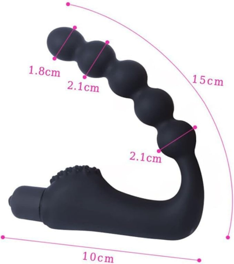 Silicone 10 Speeds Anal Plug Prostate Massager Vibrator Butt Plugs 5 Beads Sex Toys for Woman Men Adult Product Sex Shop Black image number 6