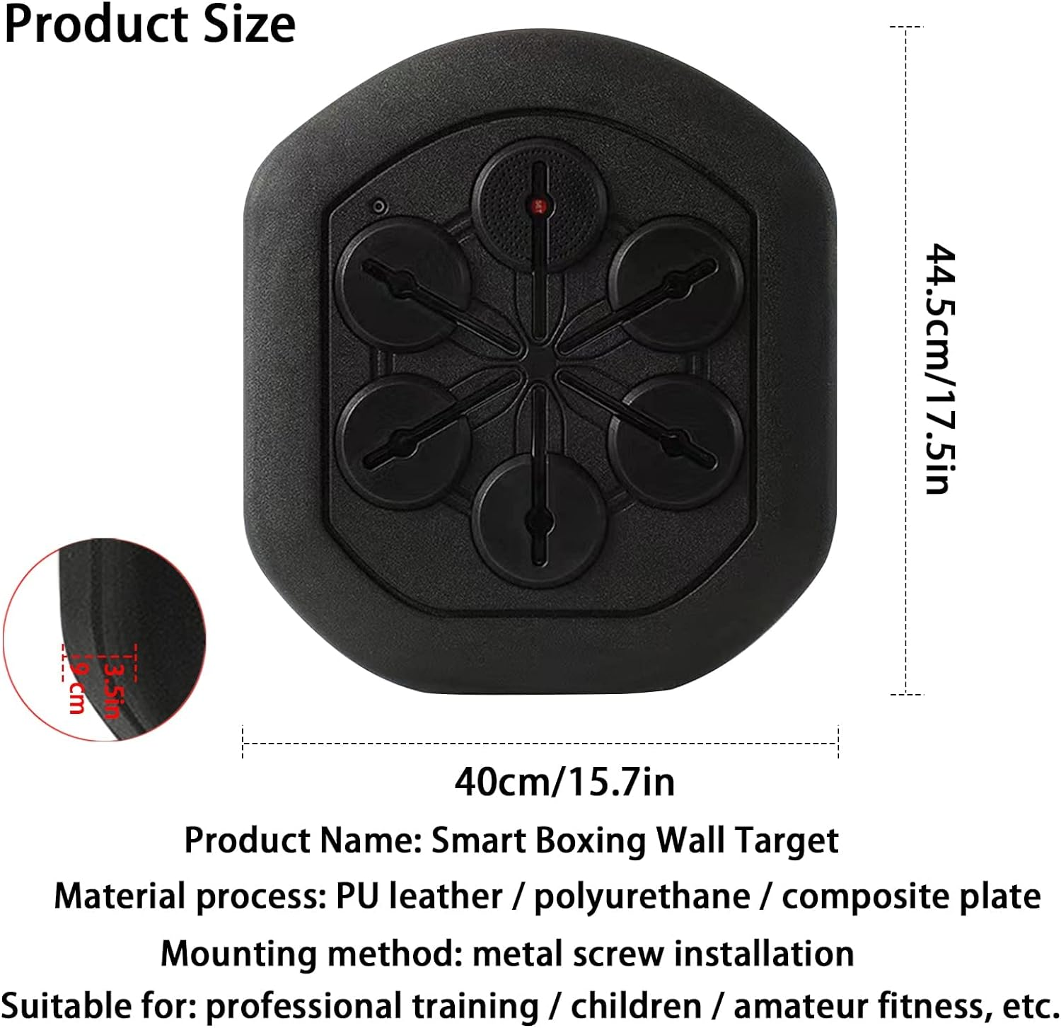 Boxing Training Machine Home Wall Mount Music Boxer, Electronic Smart Focus Agility Training Digital Boxing Wall Target Punching Pads Suitable for Home Exercise/Boxing Training/Stress Release image number 5