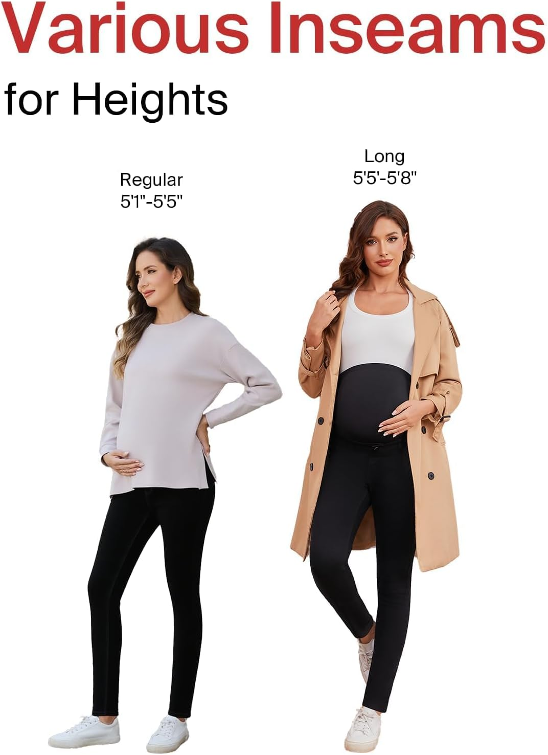 Ecavus Women'S Maternity Jeans over Belly Stretchy Skinny Denim Pregnancy Pants Maternity Clothes with Pockets image number 4