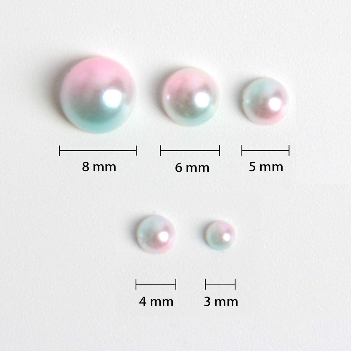 1100Pcs Abs Gradient Imitation Pearls Half round Beads Assorted Mixed Sizes 3 4 5 6 8Mm Flatback DIY Material image number 2
