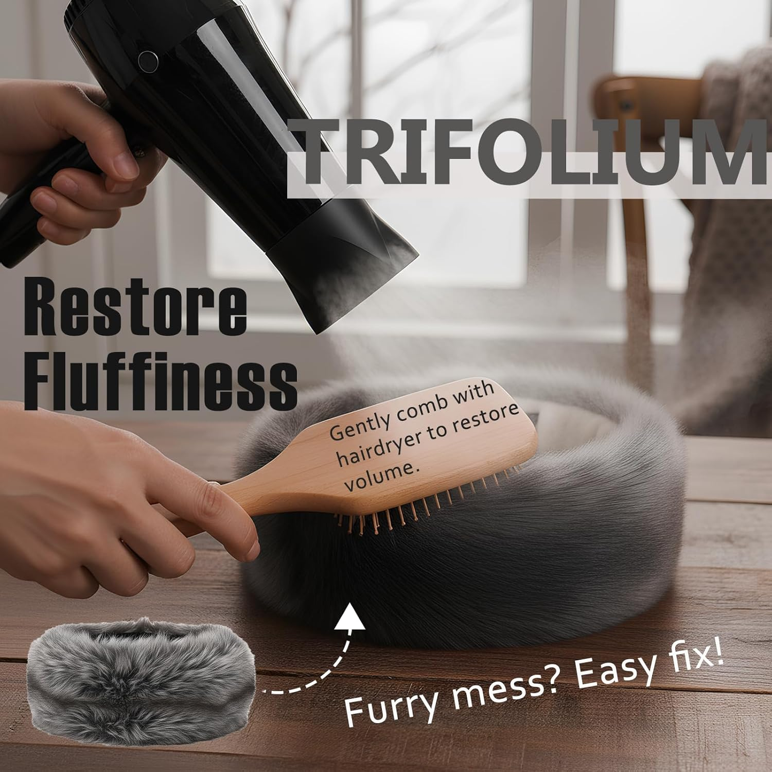 Trifolium Winter Faux Fur Headband for Women Fancy Ear Warmer with Stretch Fluffy Elastic Headband (One Size Maroon Rabbit Hdb6387-Rab-Wrd) image number 5