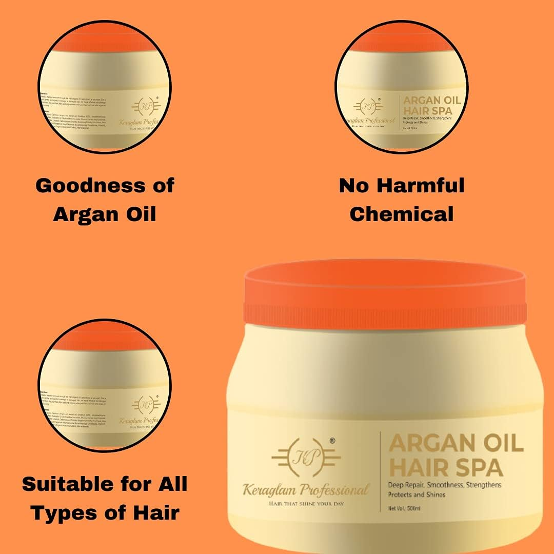 Keratine Professional Argan Oil Sulphate Free Shampoo & Keraglam Hair Spa Combo