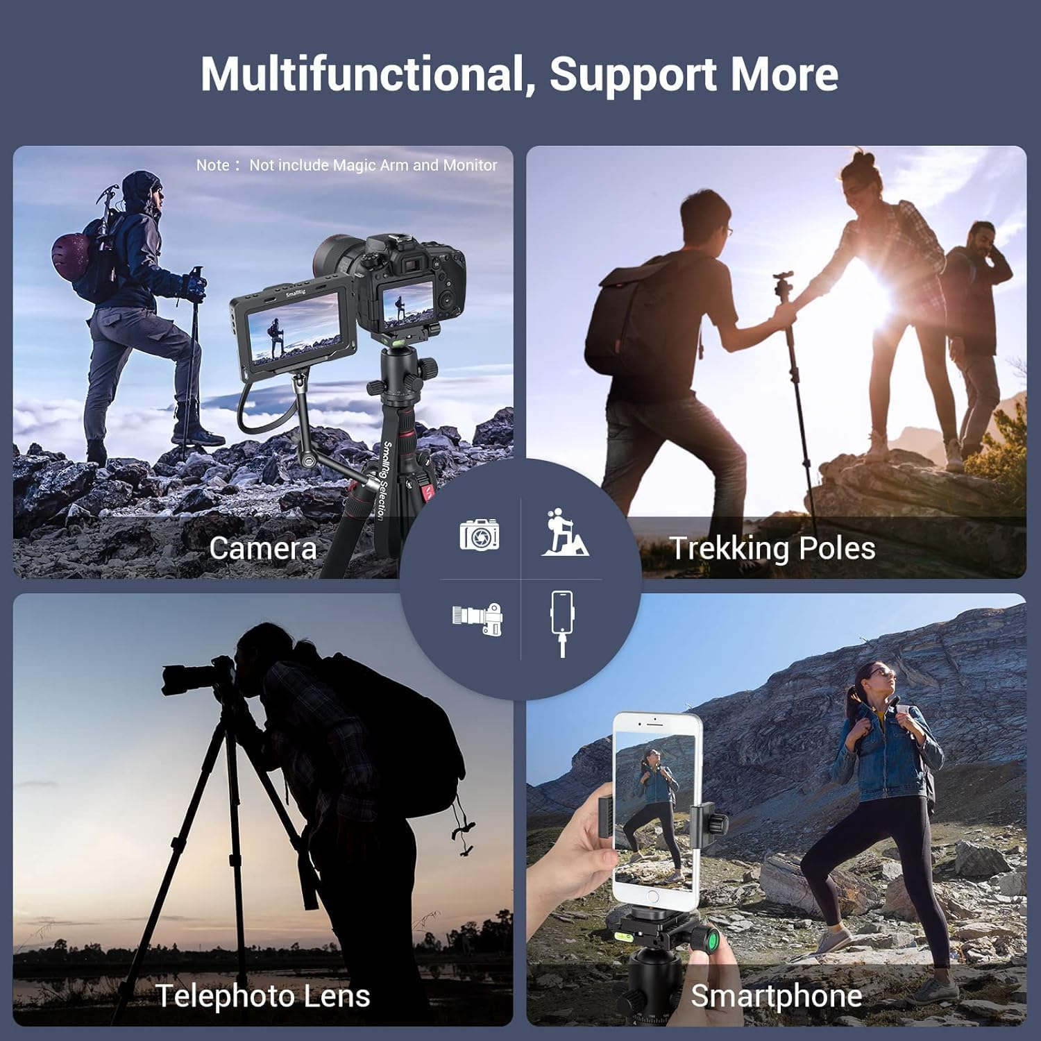 Smallrig Carema Tripod, 78.7" Foldable Aluminum Tripod & Monopod with 360&deg;Ball Head Detachable and Quick Release Plate, Adjustable Height from 18.5" to 78.7" image number 6